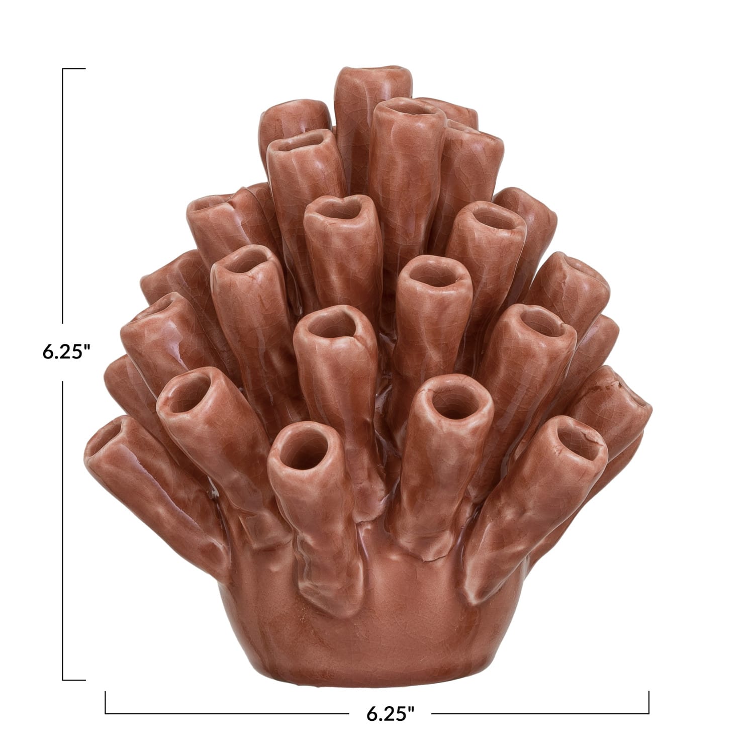 Hello Honey® 6.25" Coral Stoneware Coral Shaped Vase with Crackle Glaze