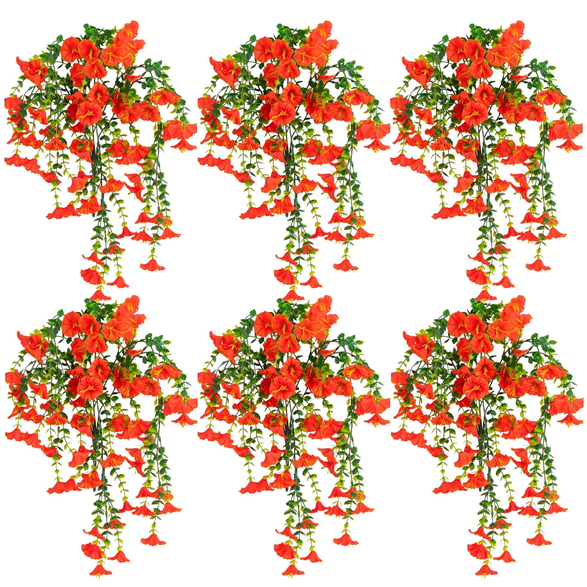 30" UV Resistant Artificial Morning Glory Hanging Plants, 6ct.