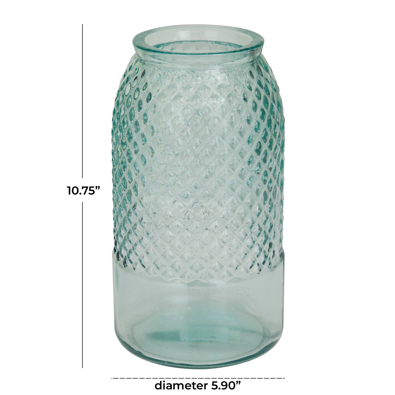 Blue Recycled Glass Spanish Decorative Jars 6" x 6" x 11"