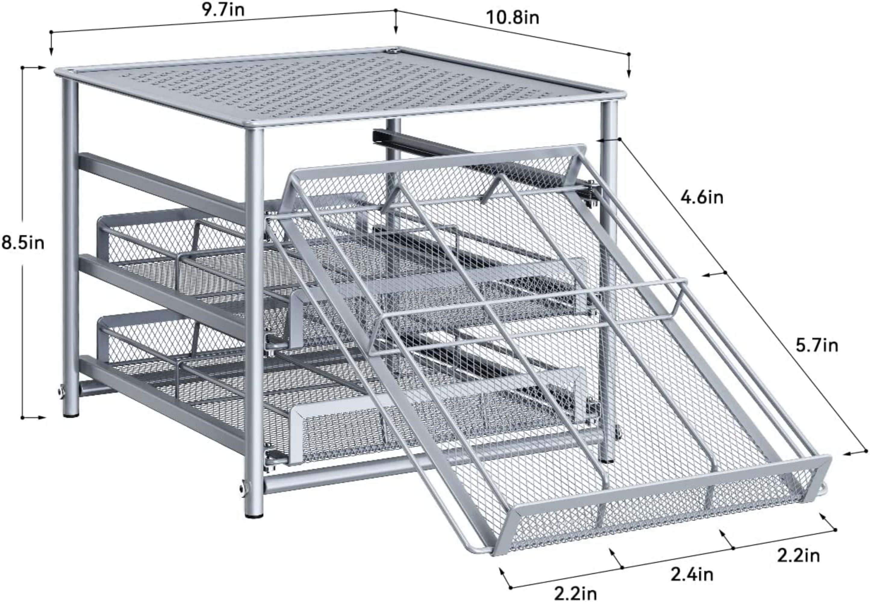 NEX™ 3-Tier 18-Bottle Metal Spice Rack with Drawer Organizer