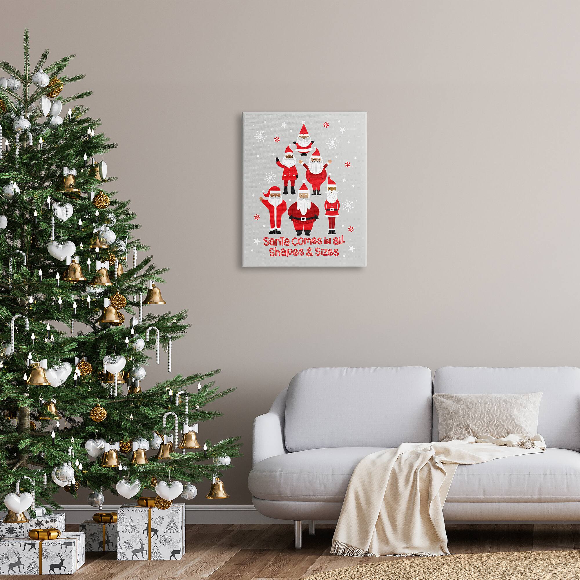 Stupell Industries Santa All Shapes & Sizes Christmas Phrase Canvas Wall Art