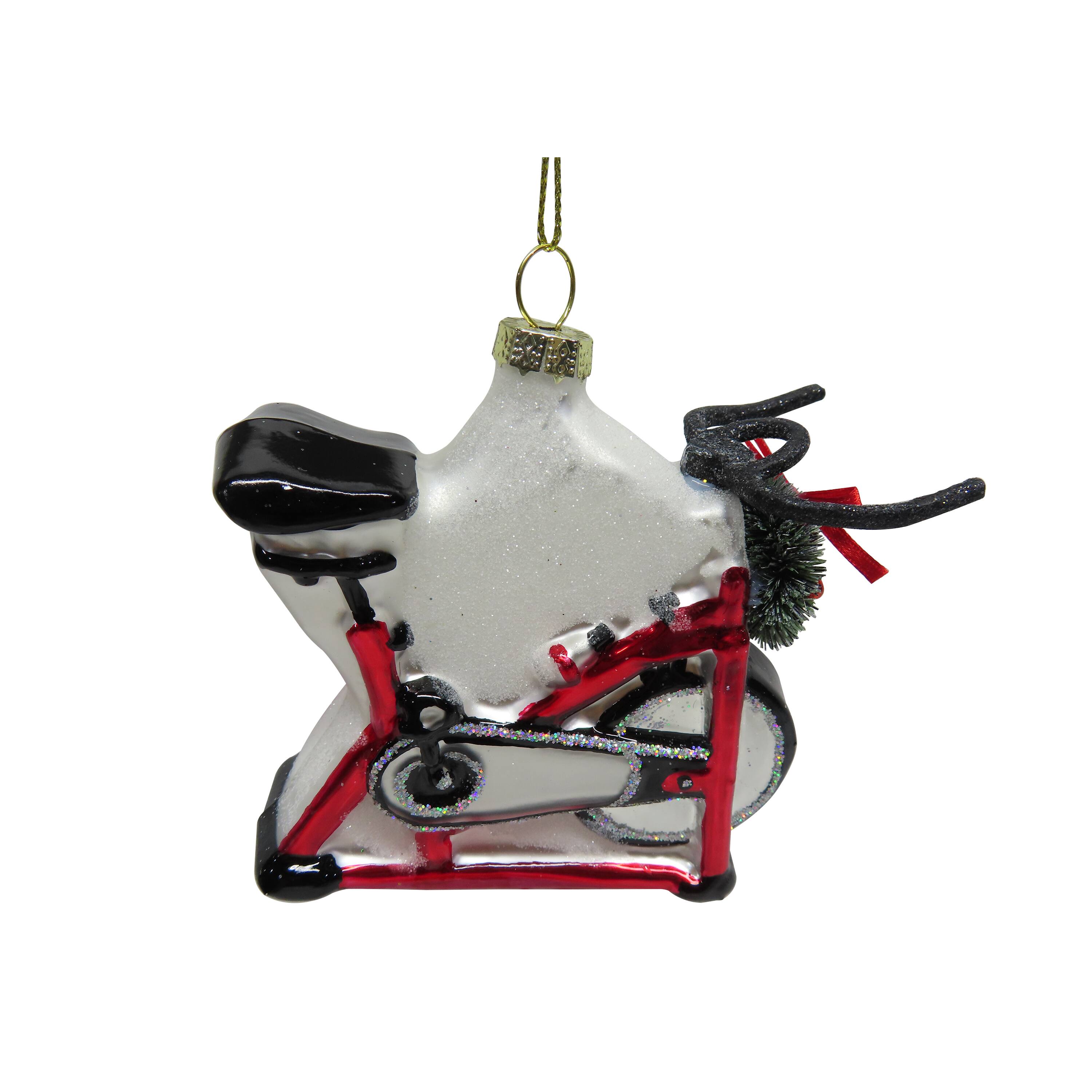 4" Red Glitter Gym Bike Hand Painted Glass Ornament by Ashland®