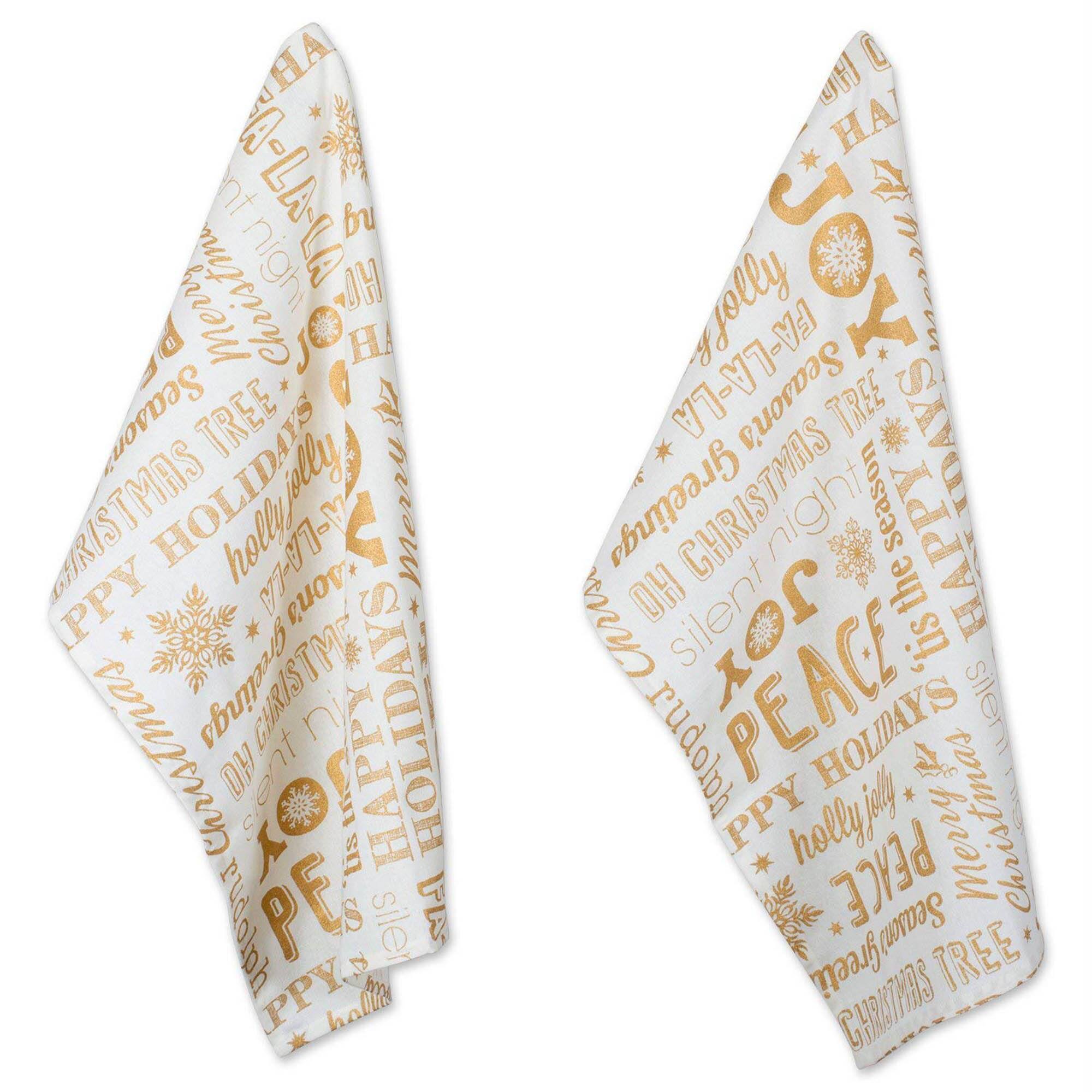 DII® Gold Christmas Collage Dishtowel Set