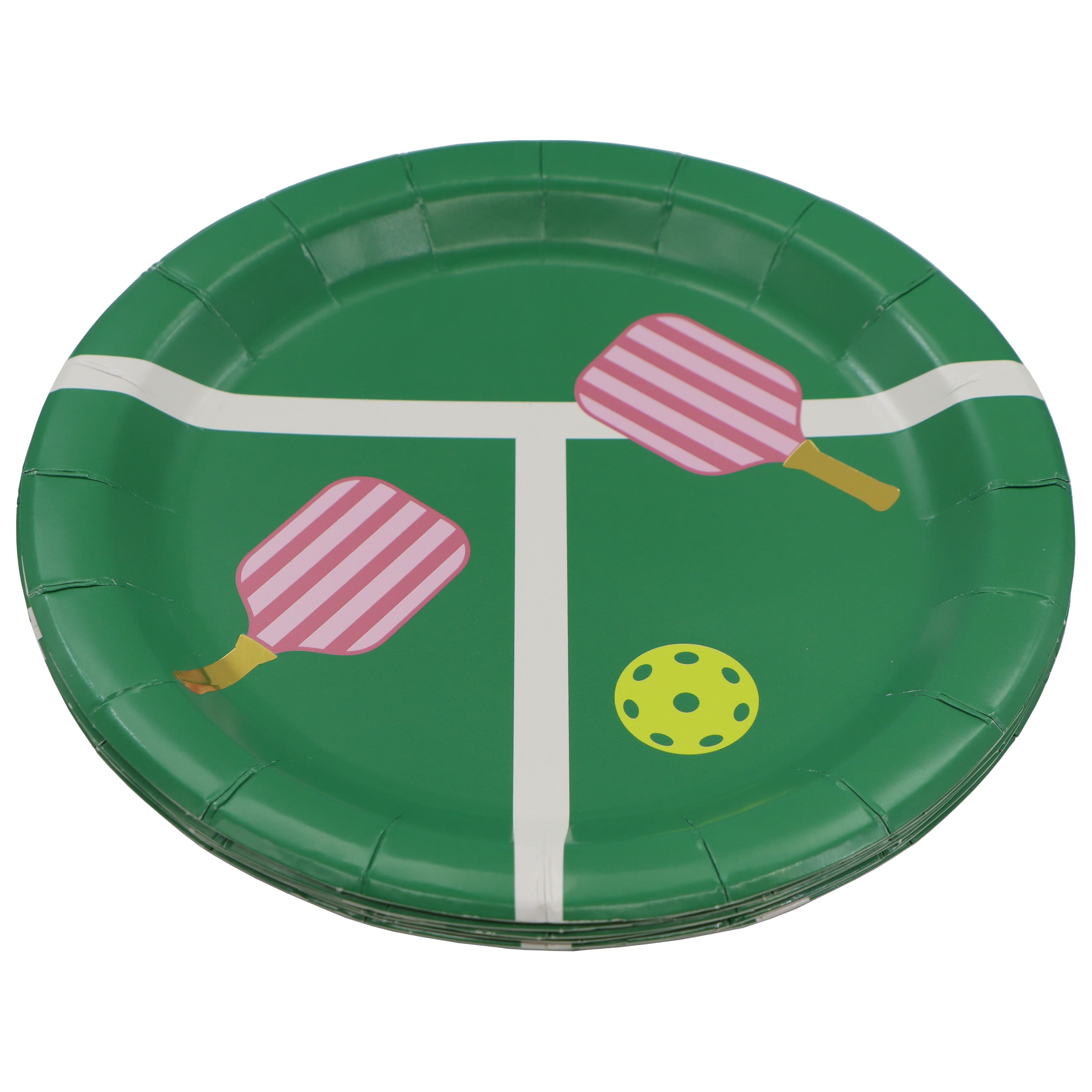 Cocktail Court 7" Green Pickleball Game Paper Snack Plates, 10ct. by Celebrate It™