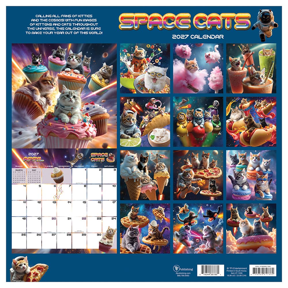 2027 Space Cats Wall Calendar