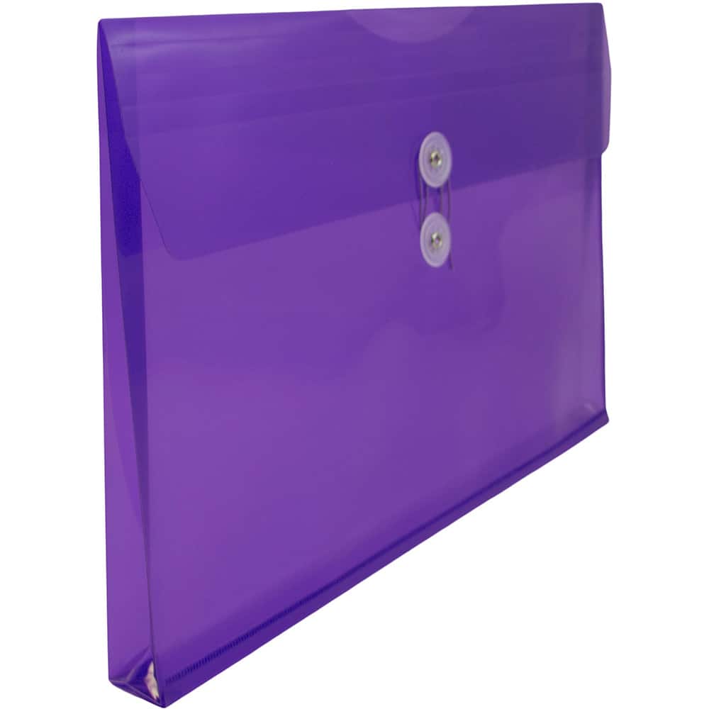 JAM Paper 9.75" x 14.5" Button & String Tie Closure Plastic Envelopes, 12ct.