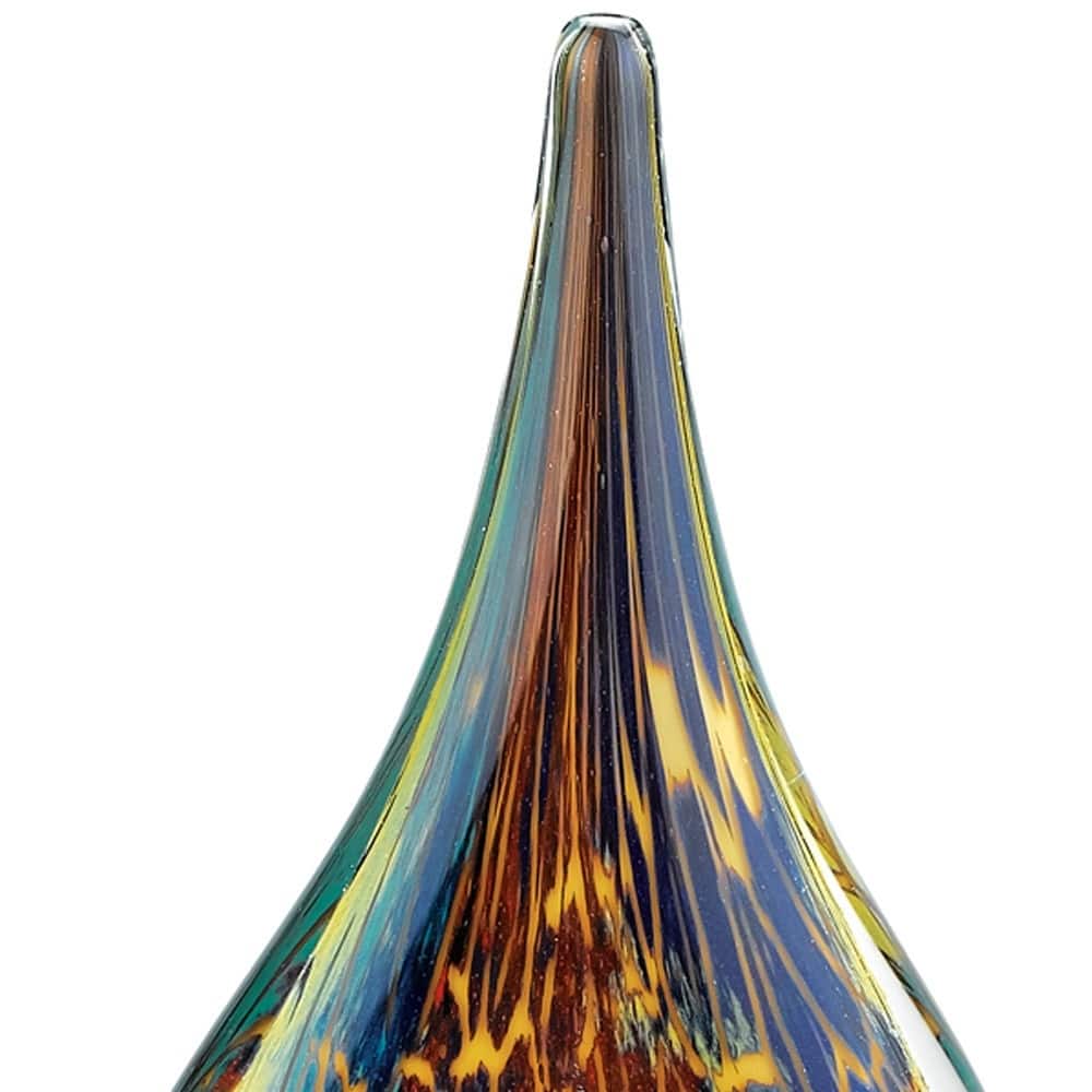HomeRoots 11.5" Blue & Yellow Murano Glass Modern Abstract Tabletop Sculpture