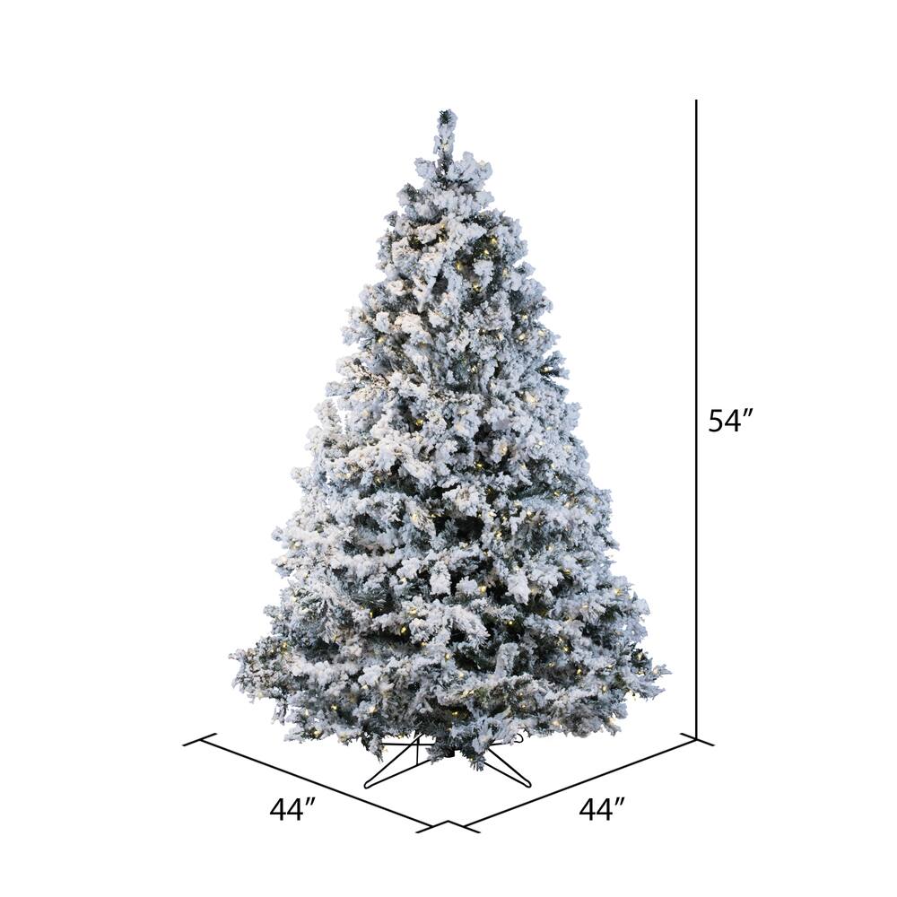 4.5ft. Pre-Lit Flocked Alaskan Pine Artificial Christmas Tree, White LED Lights