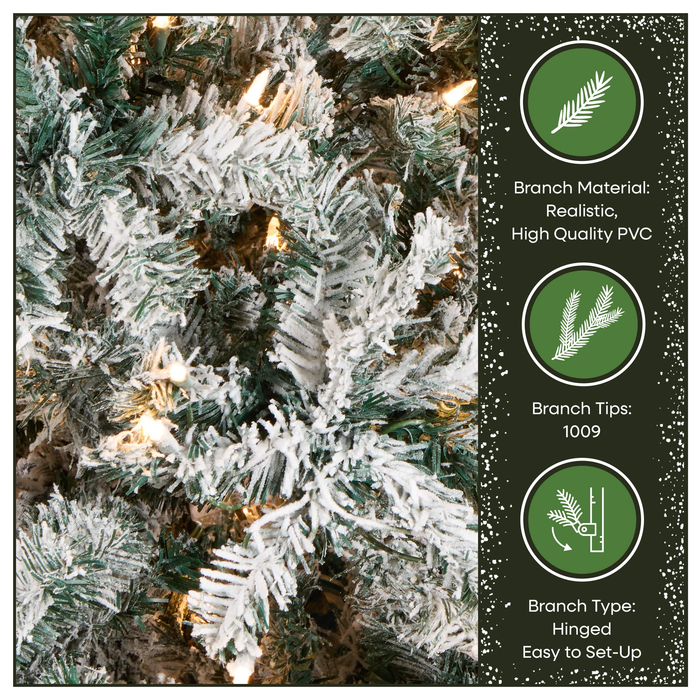 7.5ft Pre-Lit Acacia Flocked Artificial Christmas Tree, Clear Lights