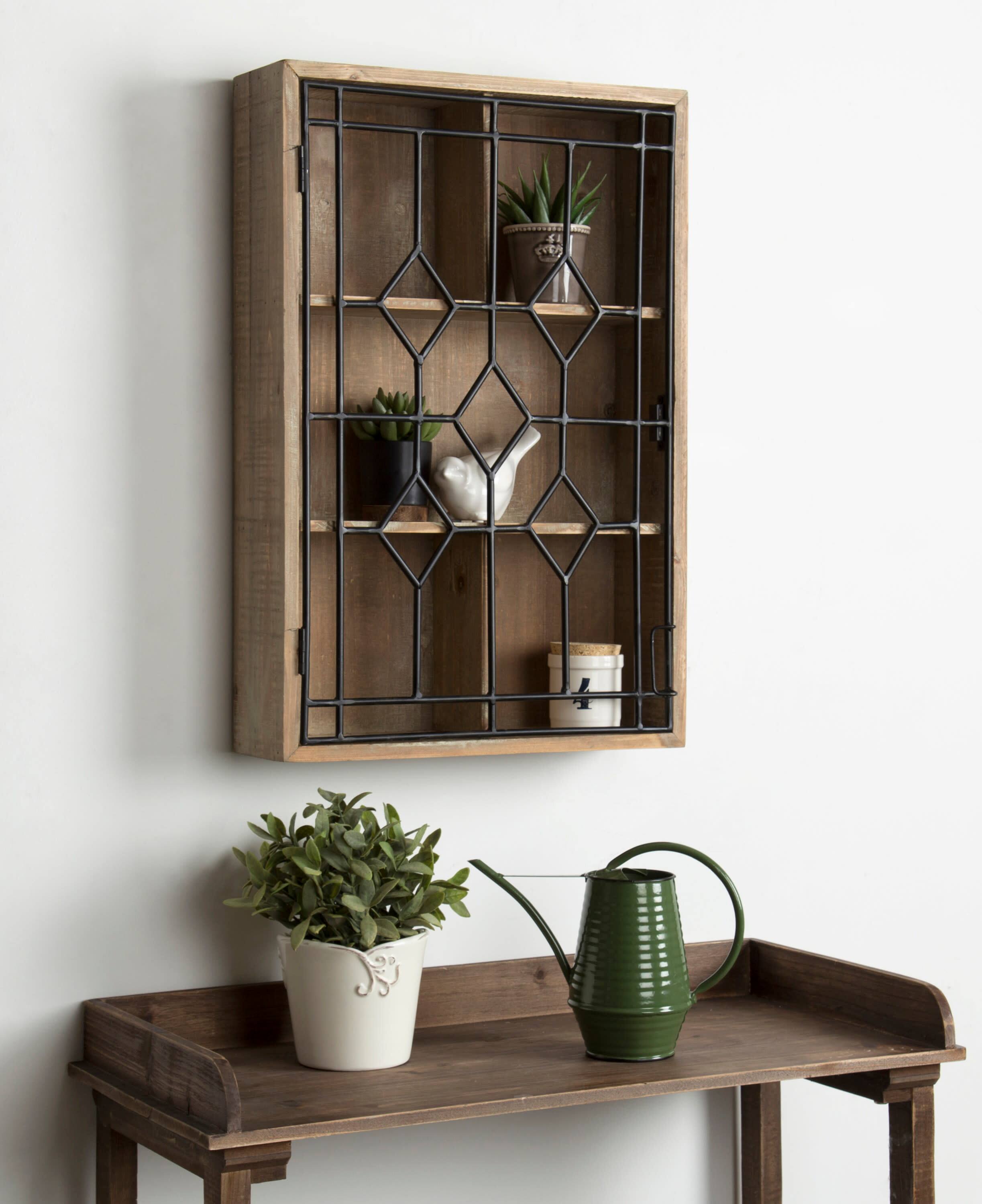 Kate and Laurel Megara Decorative Farmhouse Chic Wall Mounted Display Cupboard