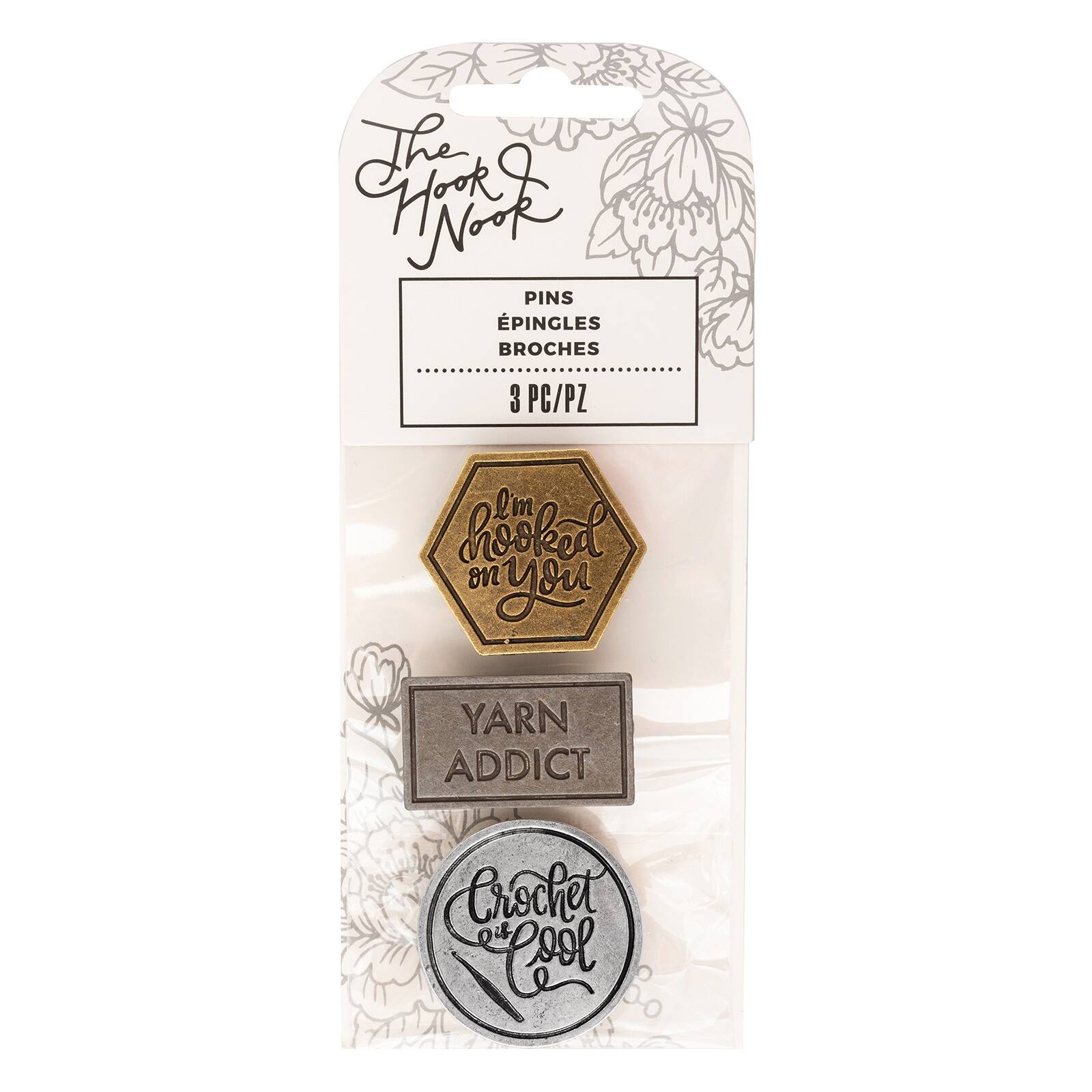 American Crafts™ Silver, Black & Gold The Hook Nook Metal Pin Set