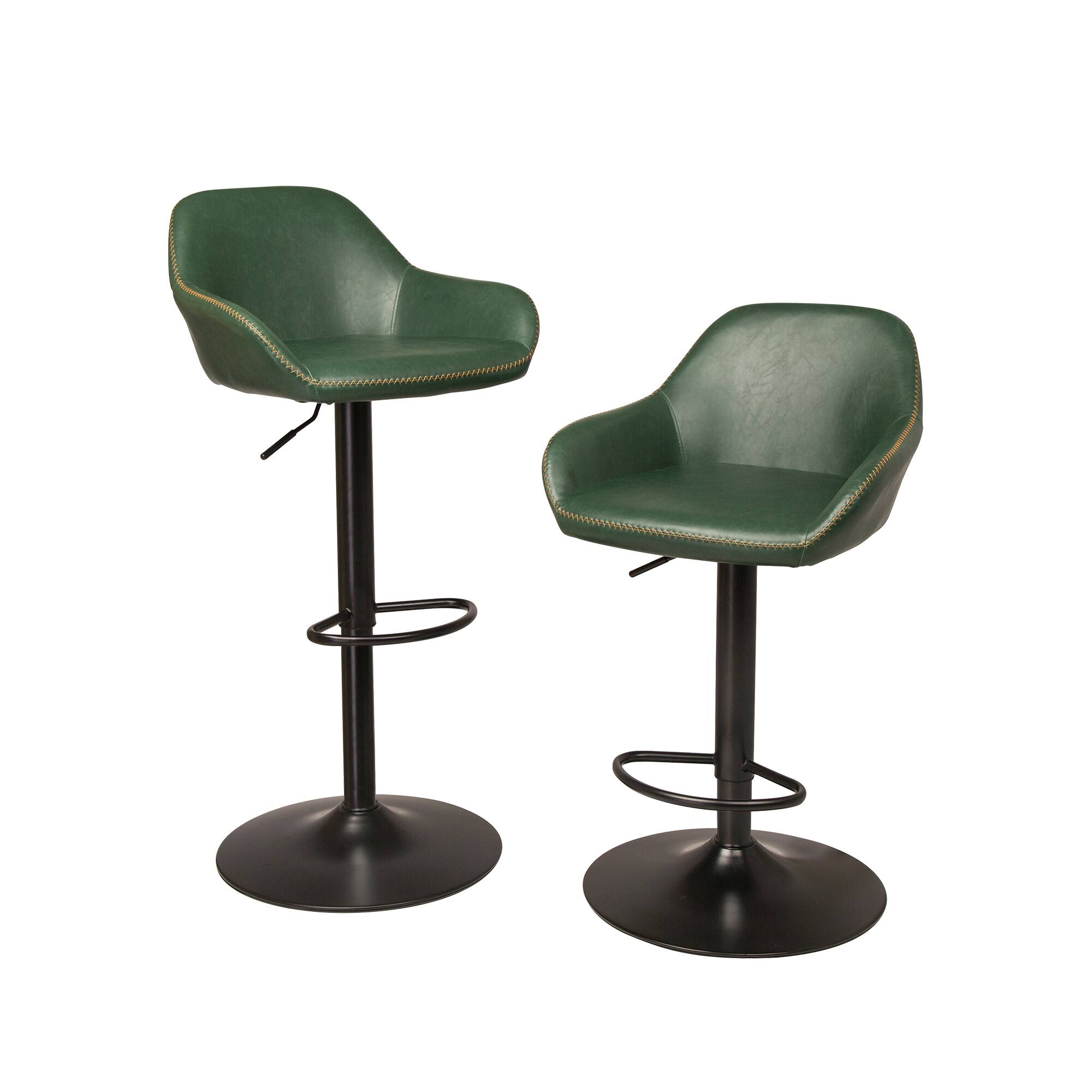 Glitzhome® Mid-Century Leatherette Gaslift Adjustable Swivel Bar Stool Set