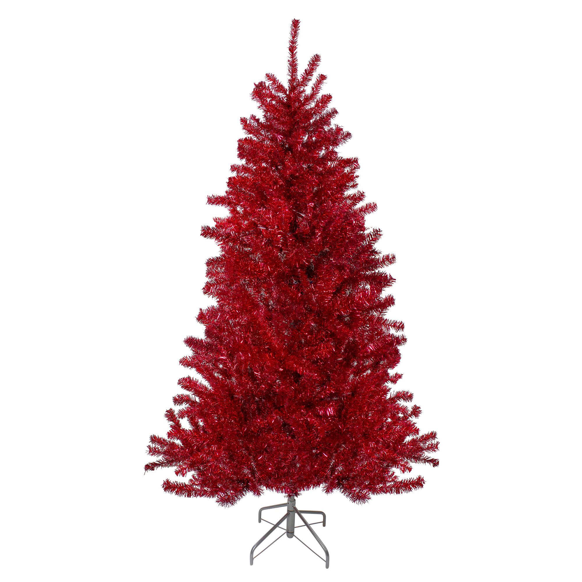 7ft. Unlit Metallic Red Tinsel Artificial Christmas Tree