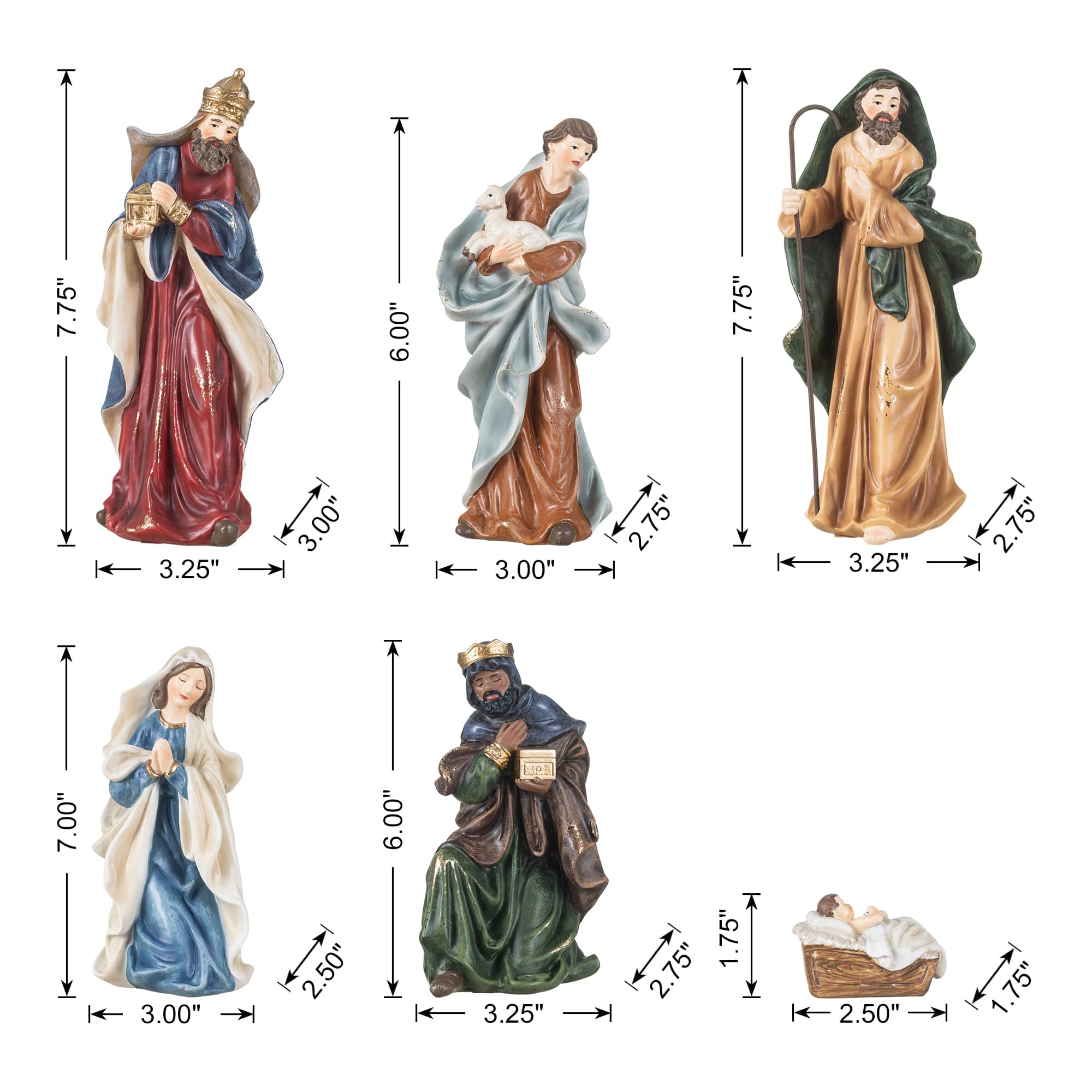 Glitzhome® 8" 10-Piece Christmas Nativity Figurine Set