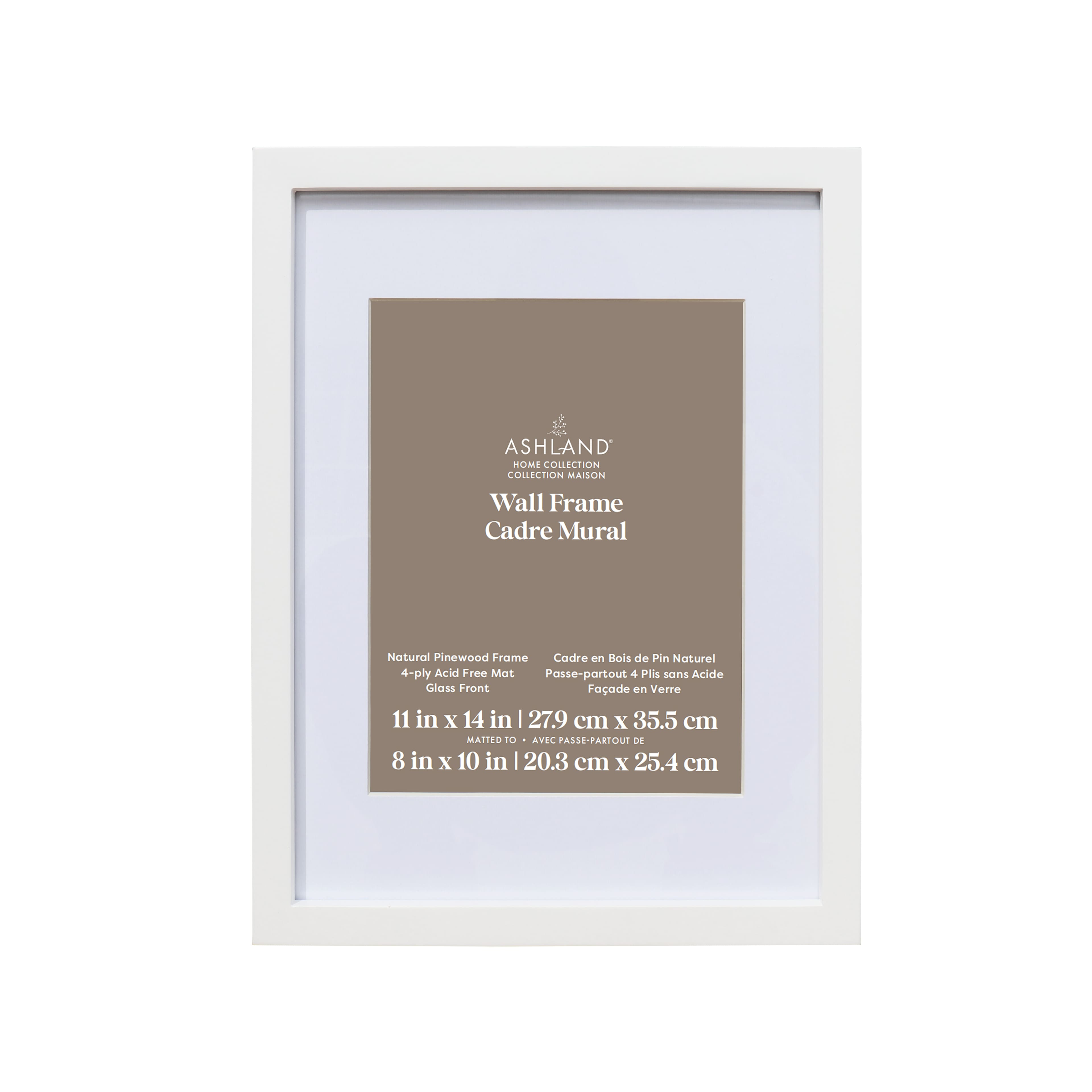 Home White Natural Pinewood Wall Frame with Mat by Ashland®, Size