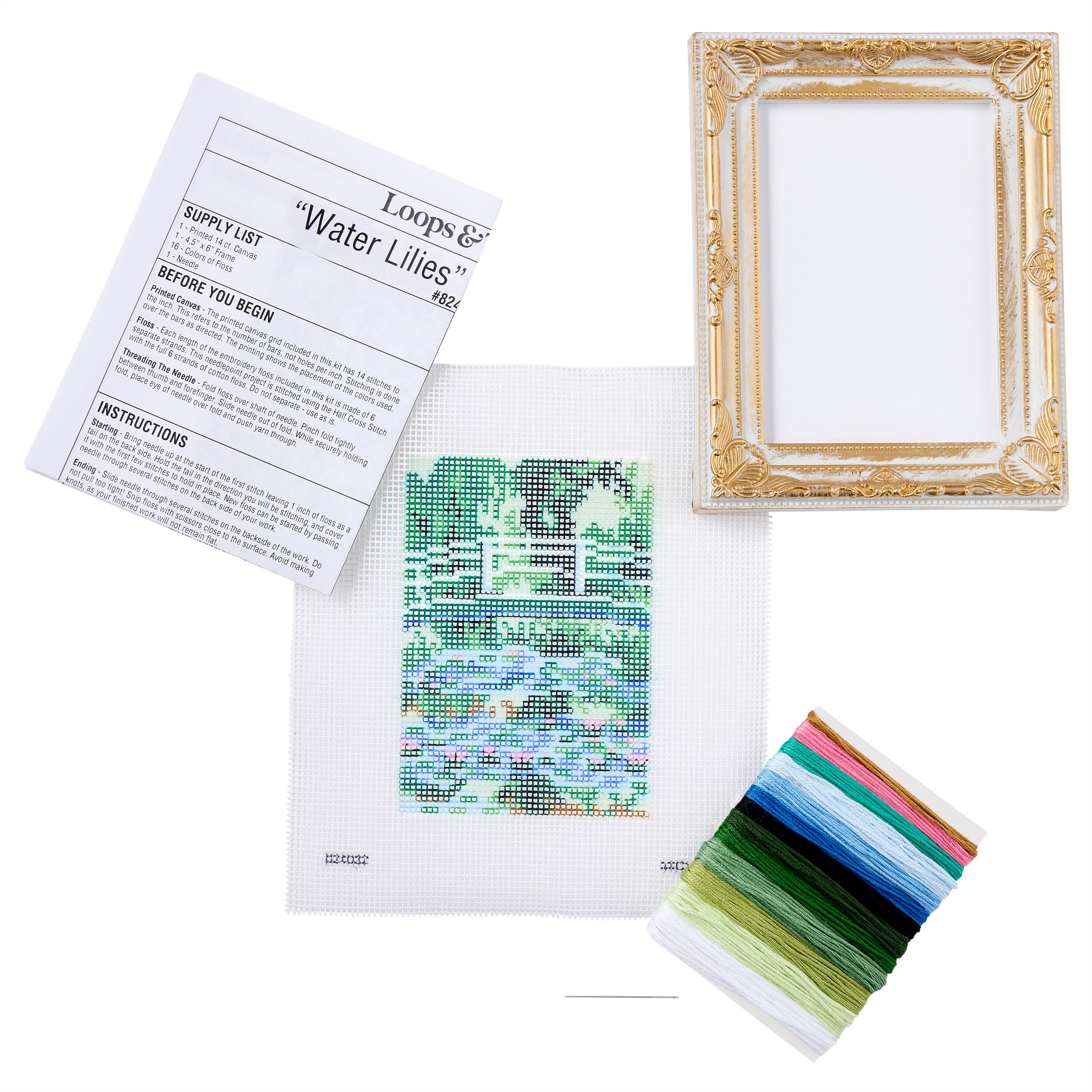 3" x 4" Water Lilies with Frame Needlepoint Kit by Loops & Threads®