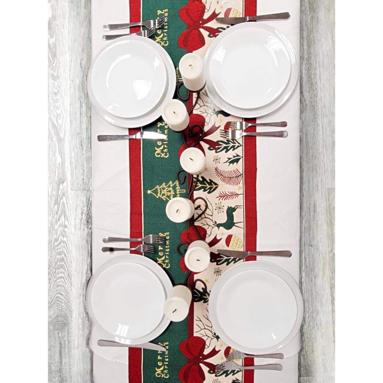 Wizardi 13.75" x 71" Festive Holiday Tree Christmas Table Runner