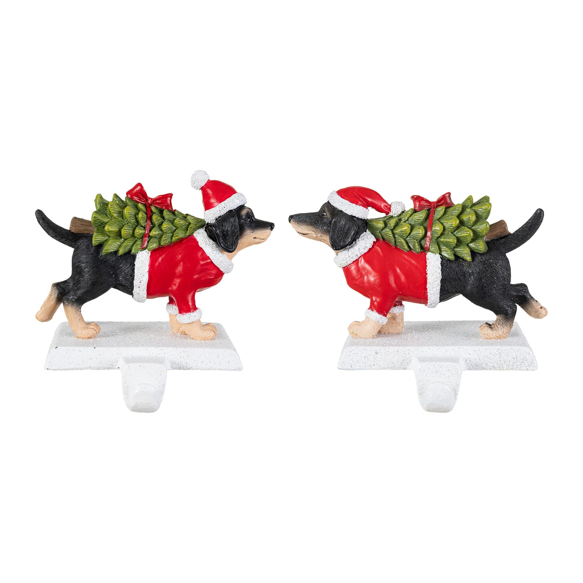 Glitzhome® Set of 2 Resin Dachshund Stocking Holders
