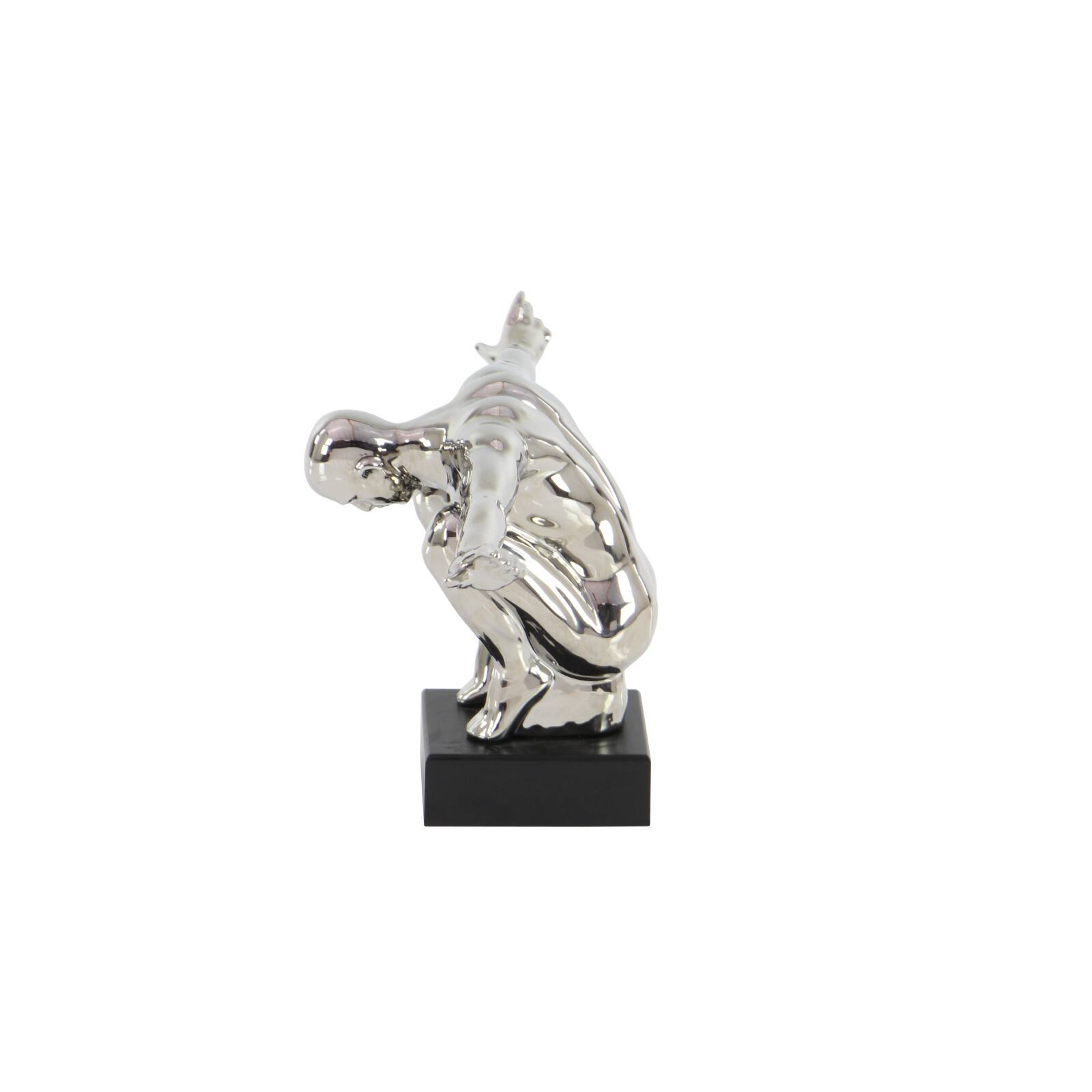 17" Silver Porcelain Traditional Man Sculpture
