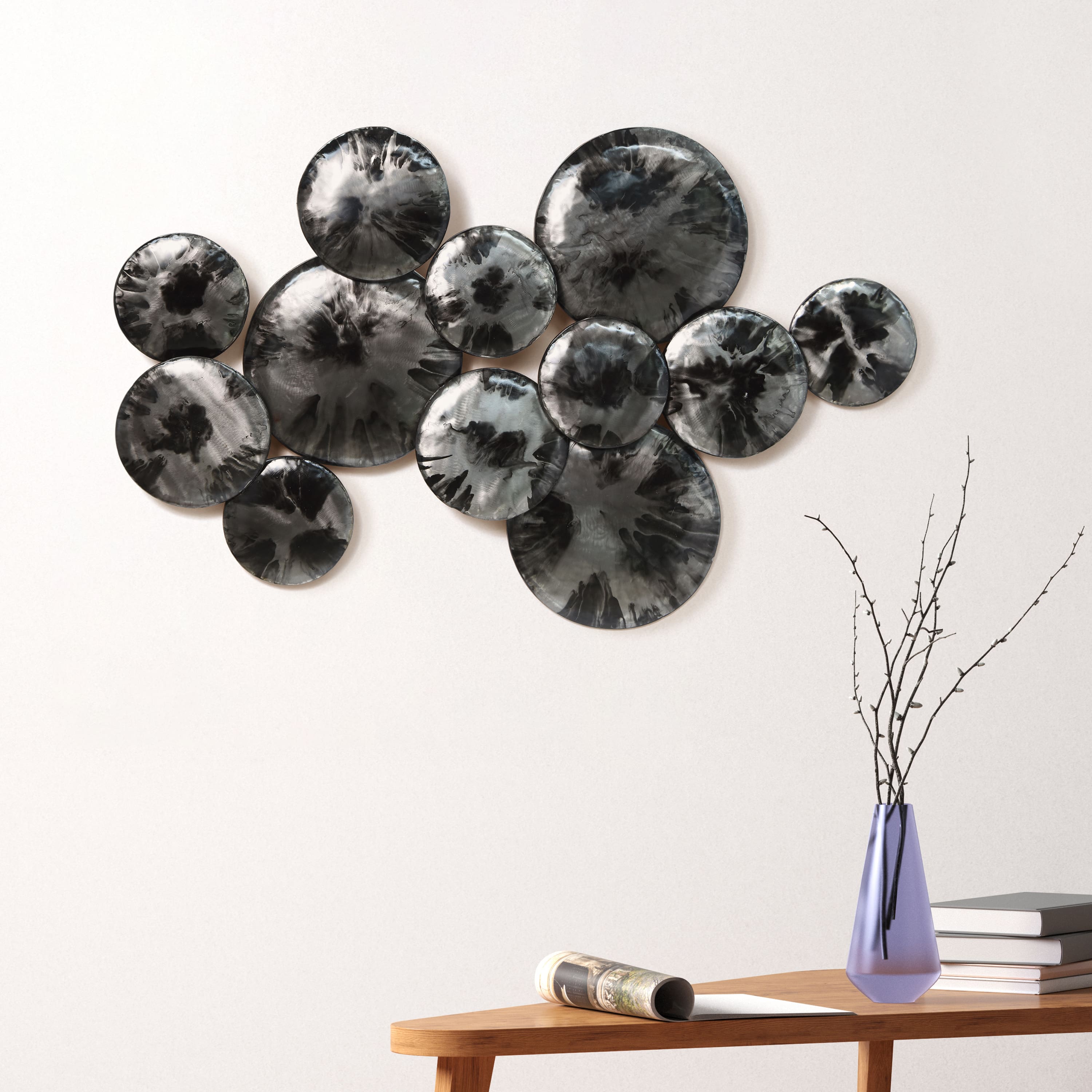 Empire Art Direct 46" x 27" Obsidian Etched & Metallic Hand Painted Metal Wall Sculpture