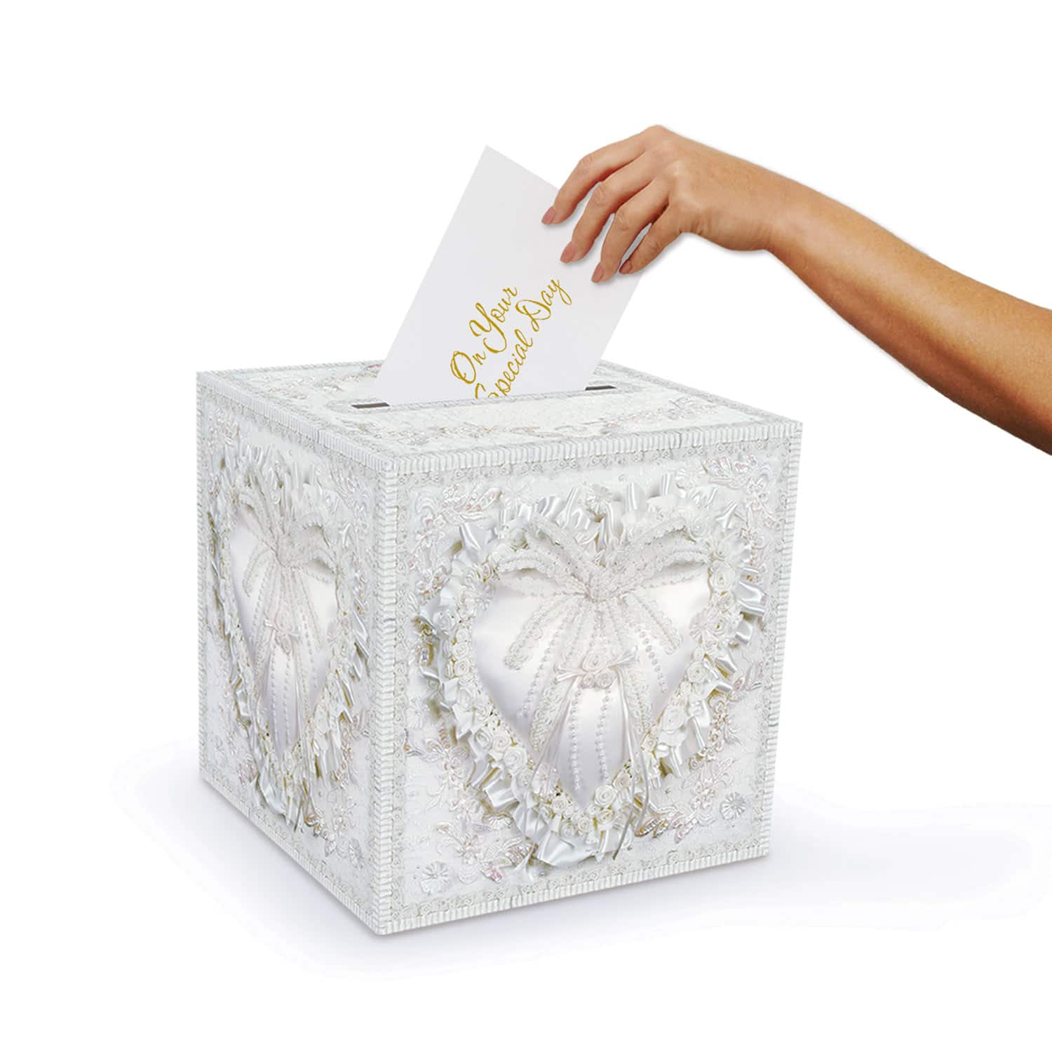 Beistle White 12" x 12" Heart Card Box