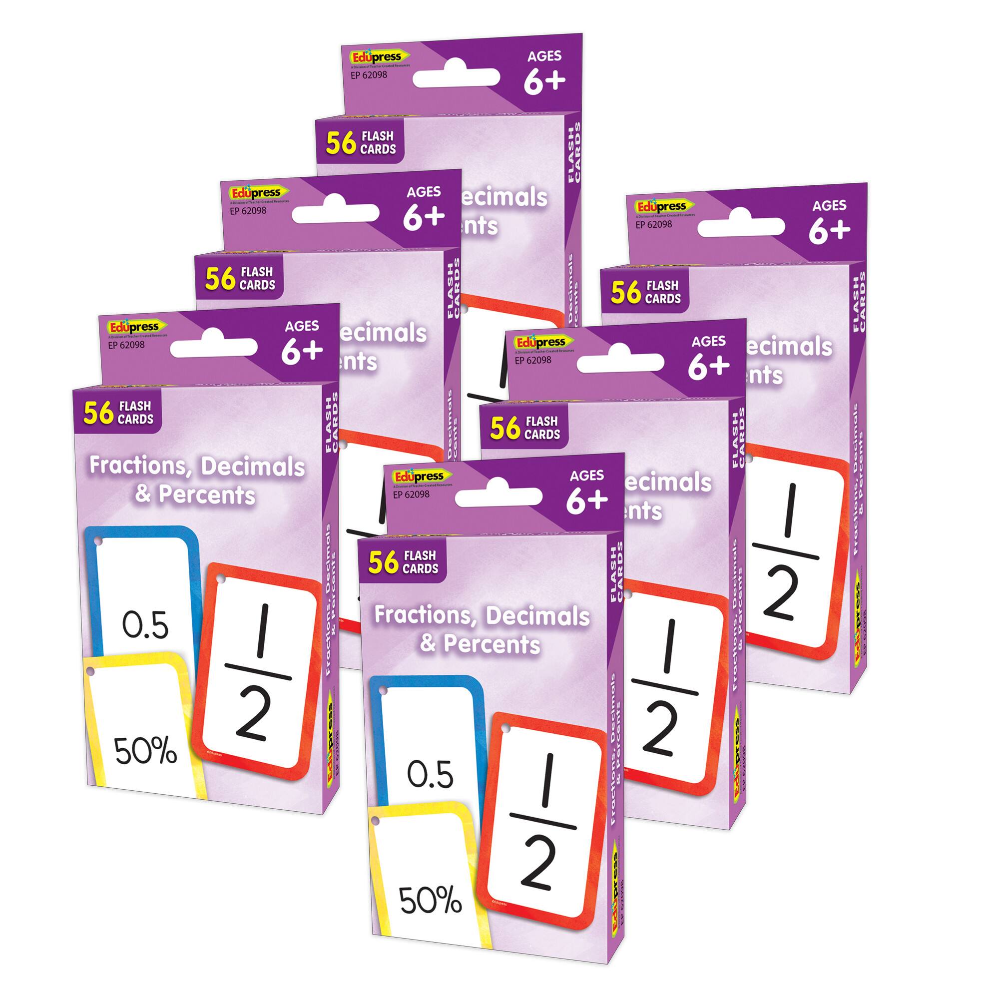 Teacher Created Resources® Fractions, Decimals & Percents Flash Cards Pack, 6ct.