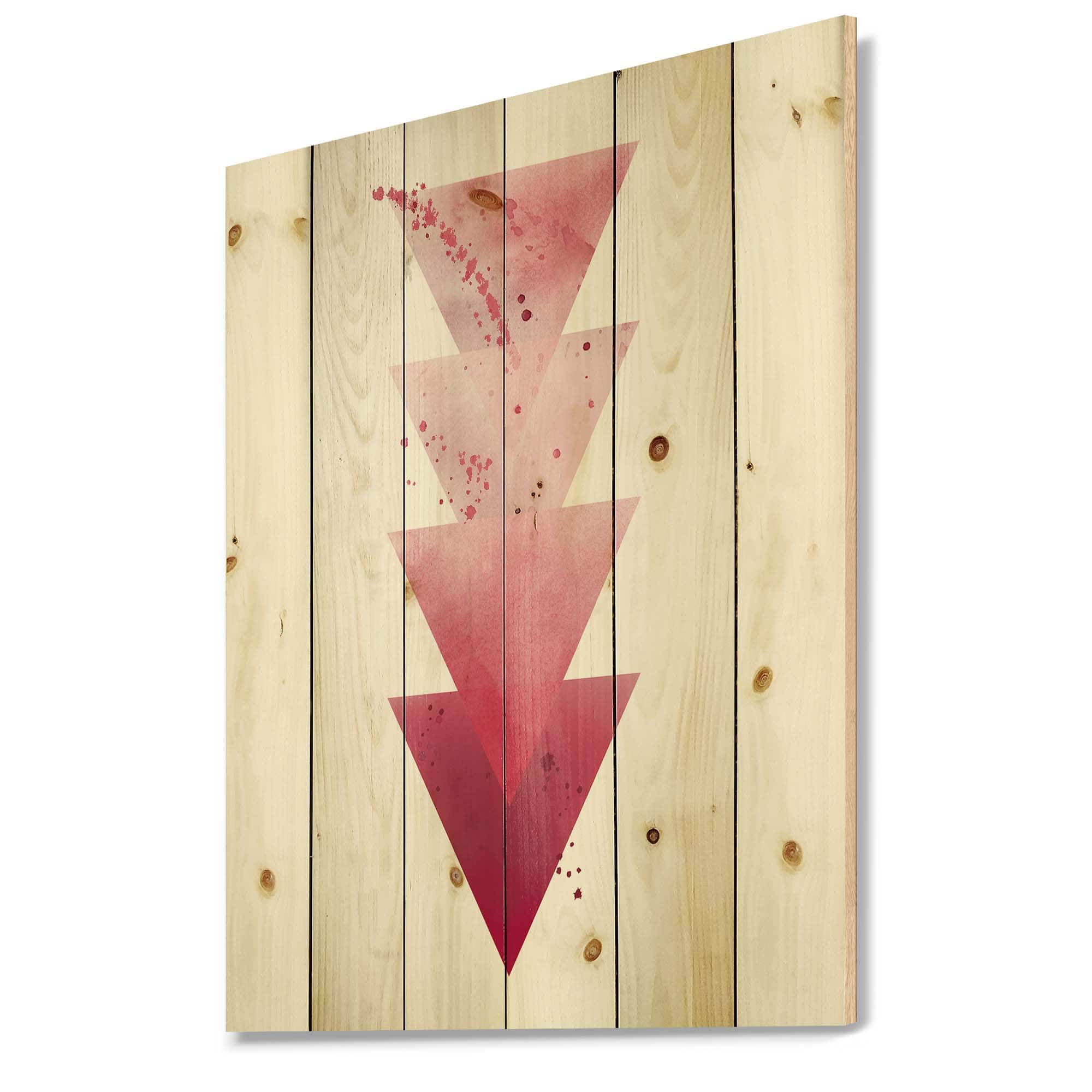 Designart - Red Triangles Abstract Geometric Art Composition