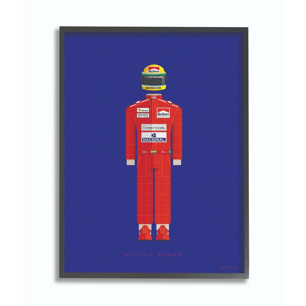 Stupell Industries Ayrton Senna Famous Fashion Design with Black Frame Wall Accent