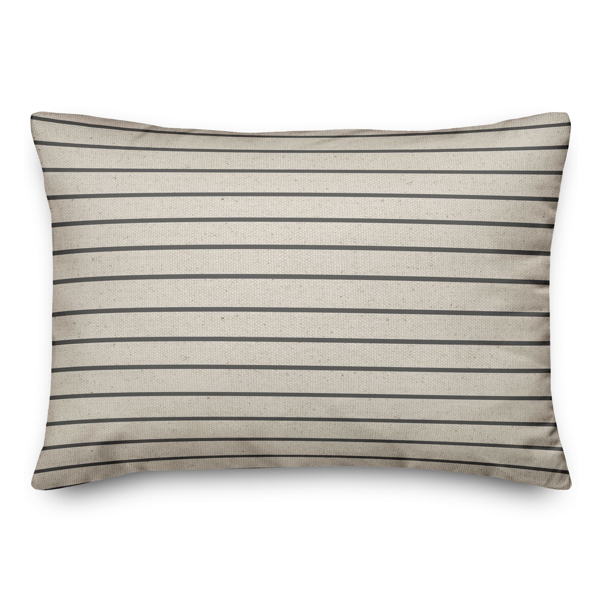 Thin Gray Stripes On Linen Pillow 4 14" x 20" Throw Pillow