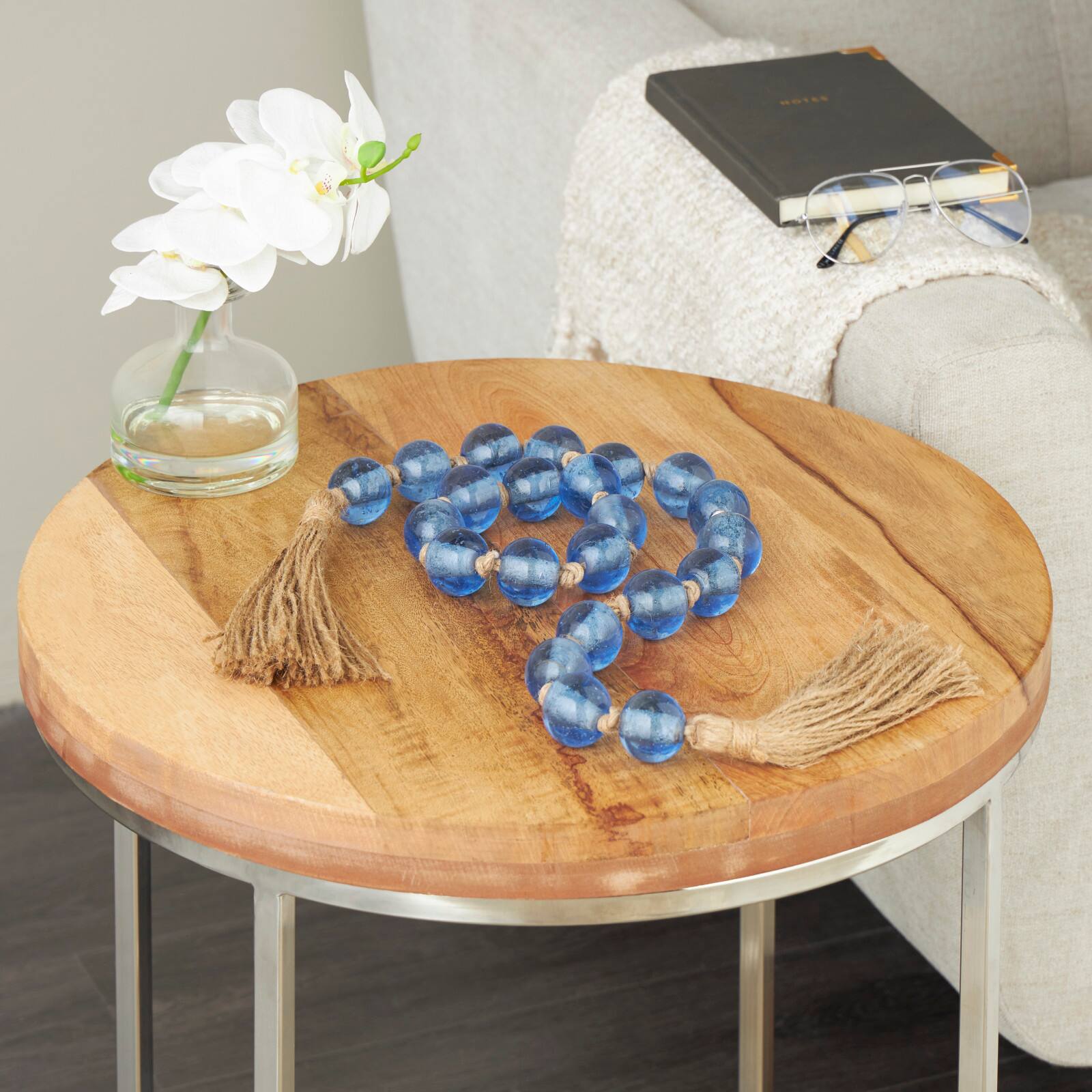 4ft. Glass Handmade Round Beaded Garland with Tassel