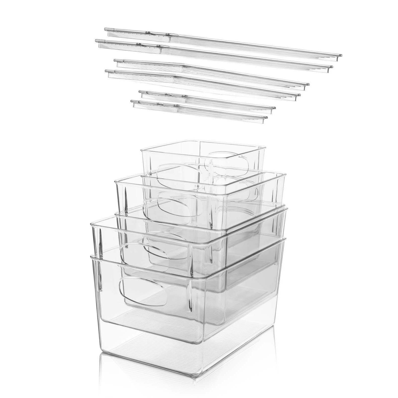 Sorbus Small, Medium & Large Clear 6 Bin Set
