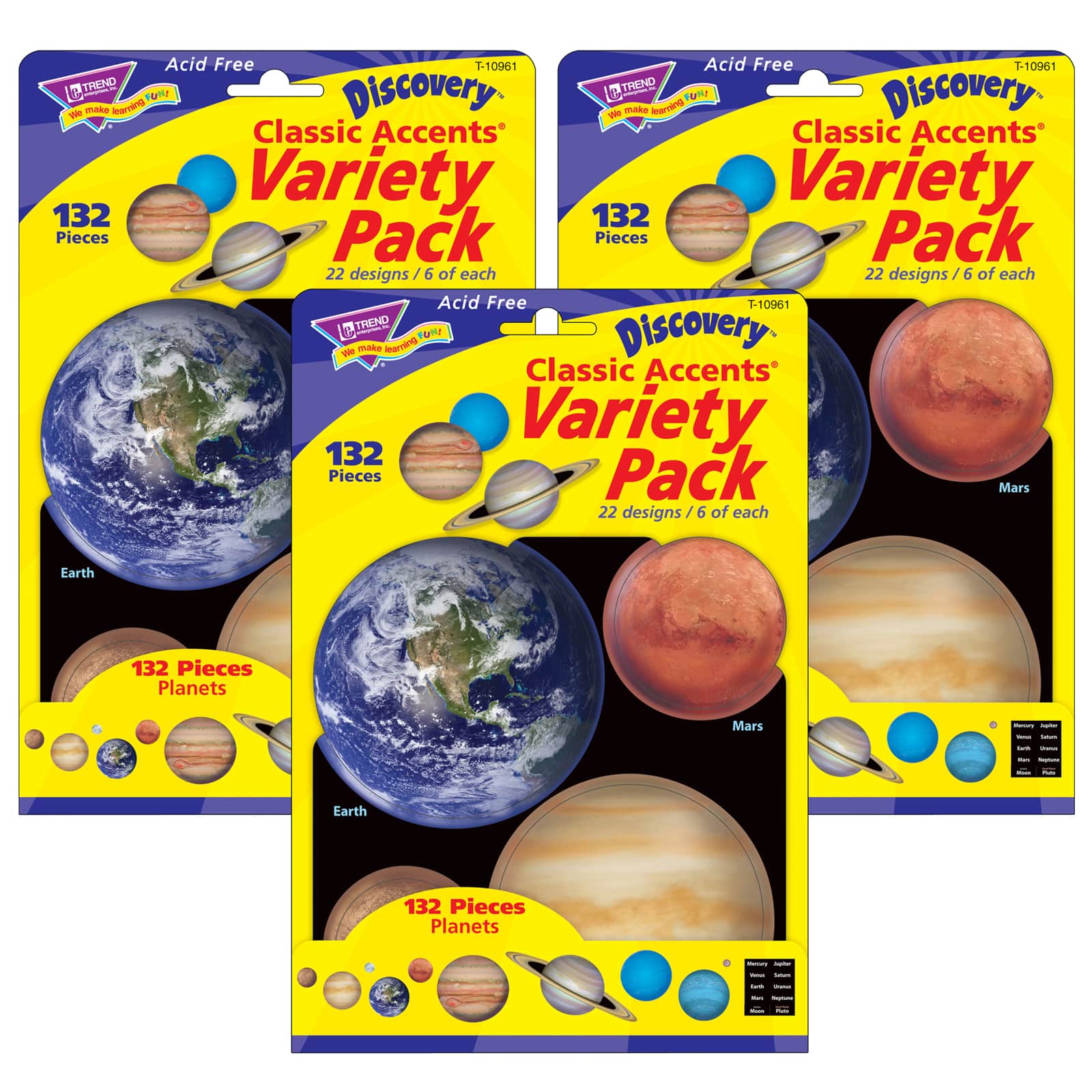 TREND Enterprises® Planets Classic Accents® Variety Pack, 3 Packs of 132