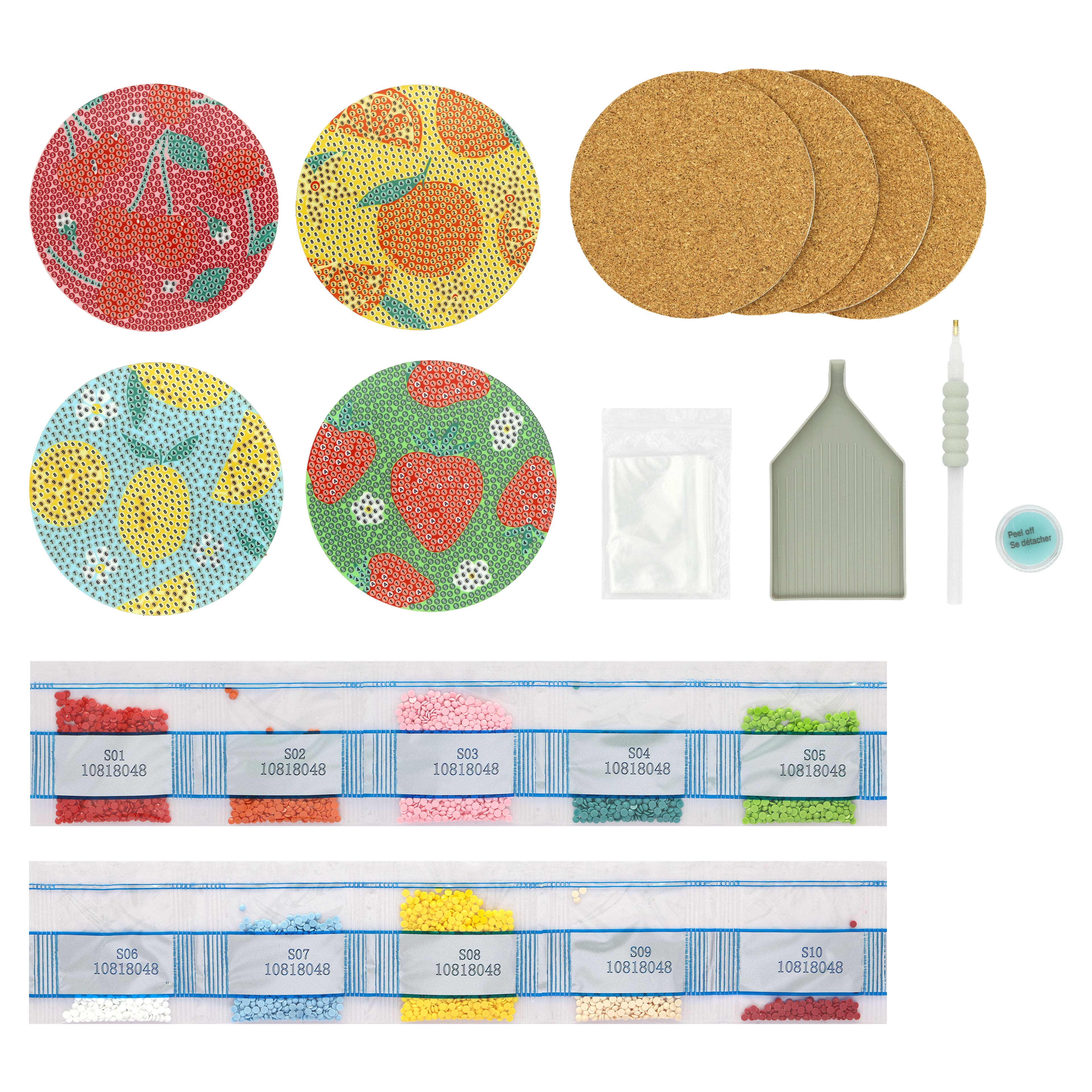 4" Summer Fruit Diamond Art Coaster Kit by Make Market®