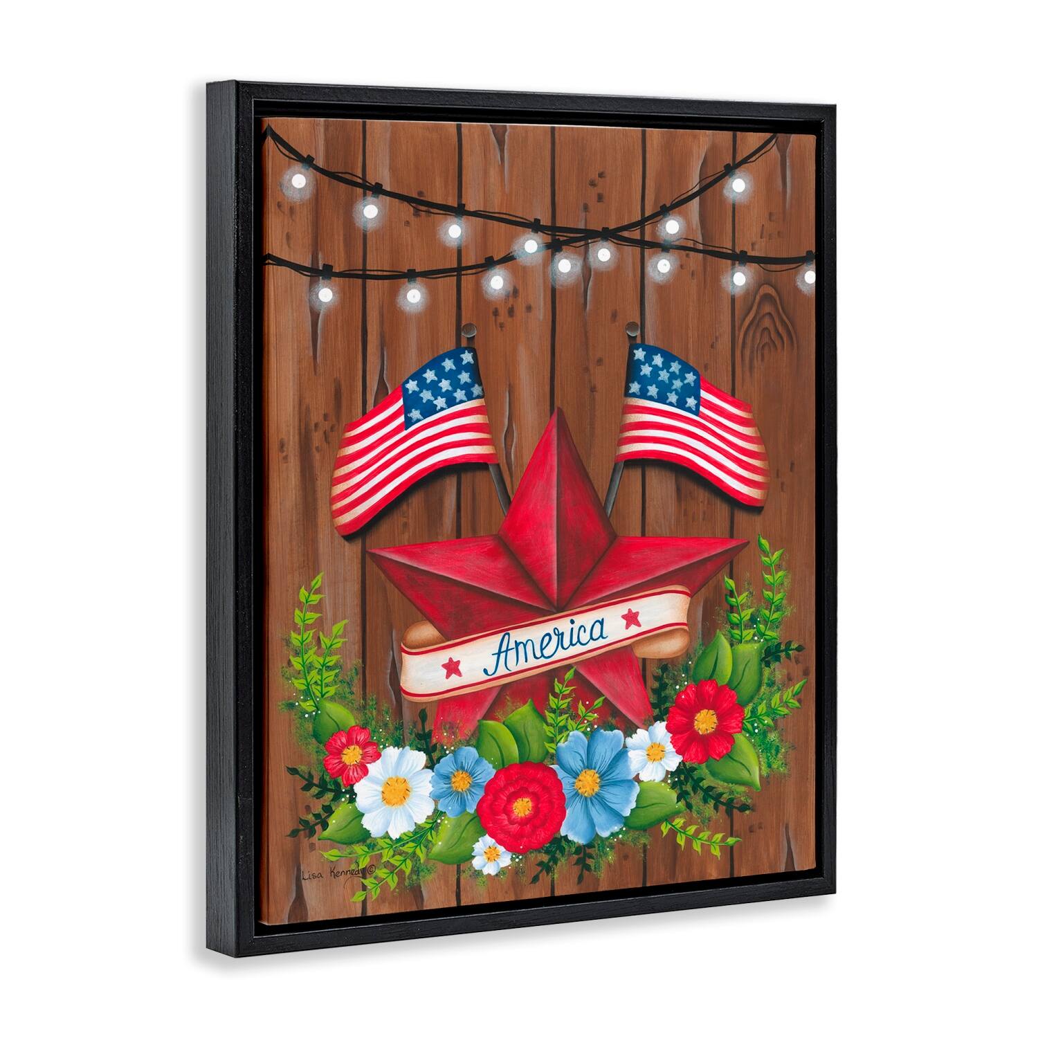 Stupell Industries Americana Country Garland Floater Framed Art