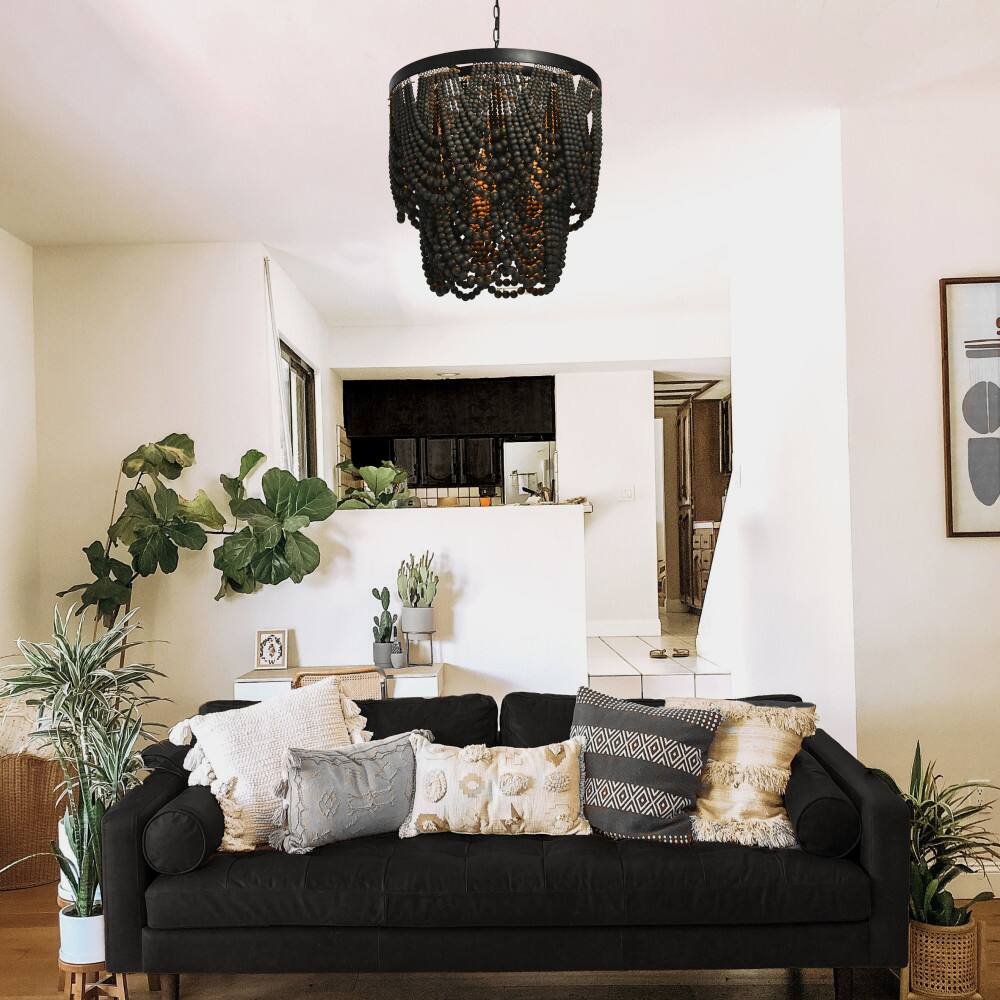 Hello Honey® 27.5" 2-Tier Draped Wood Bead Chandelier
