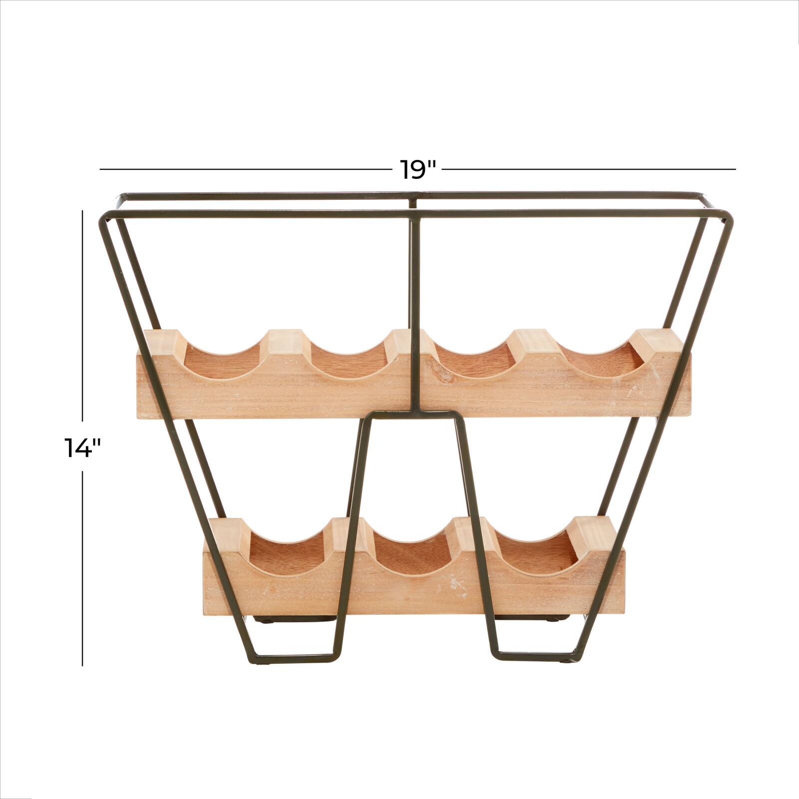 19" Brown Wood Industrial Wine Rack