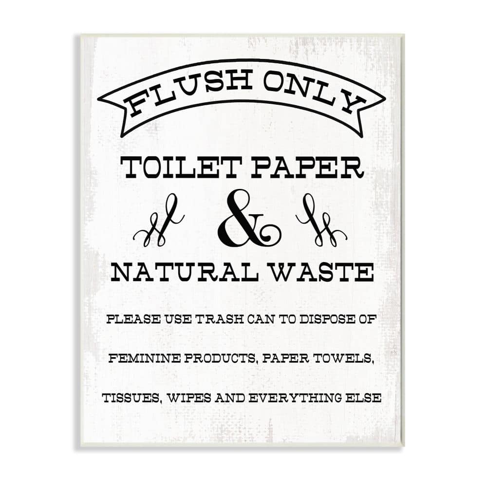Stupell Industries Flush Only Toilet Paper Rustic Bathroom Sign Wood Wall Plaque