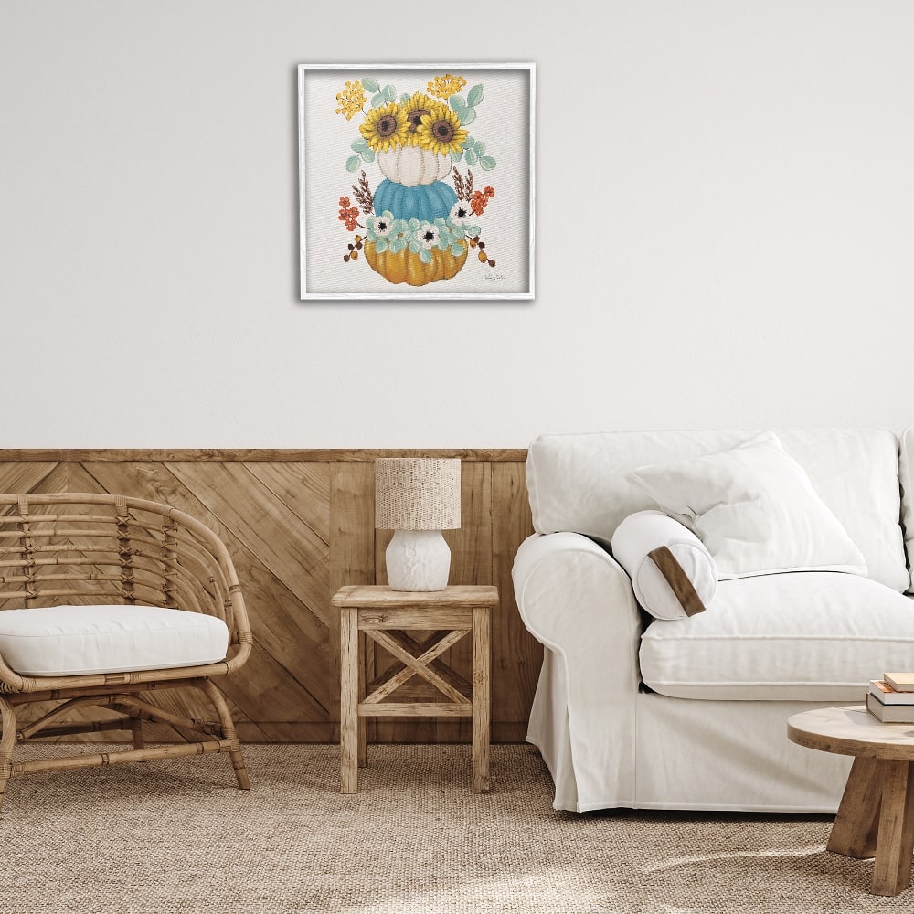 Stupell Industries Seasonal Flower & Pumpkins Framed Giclee Art