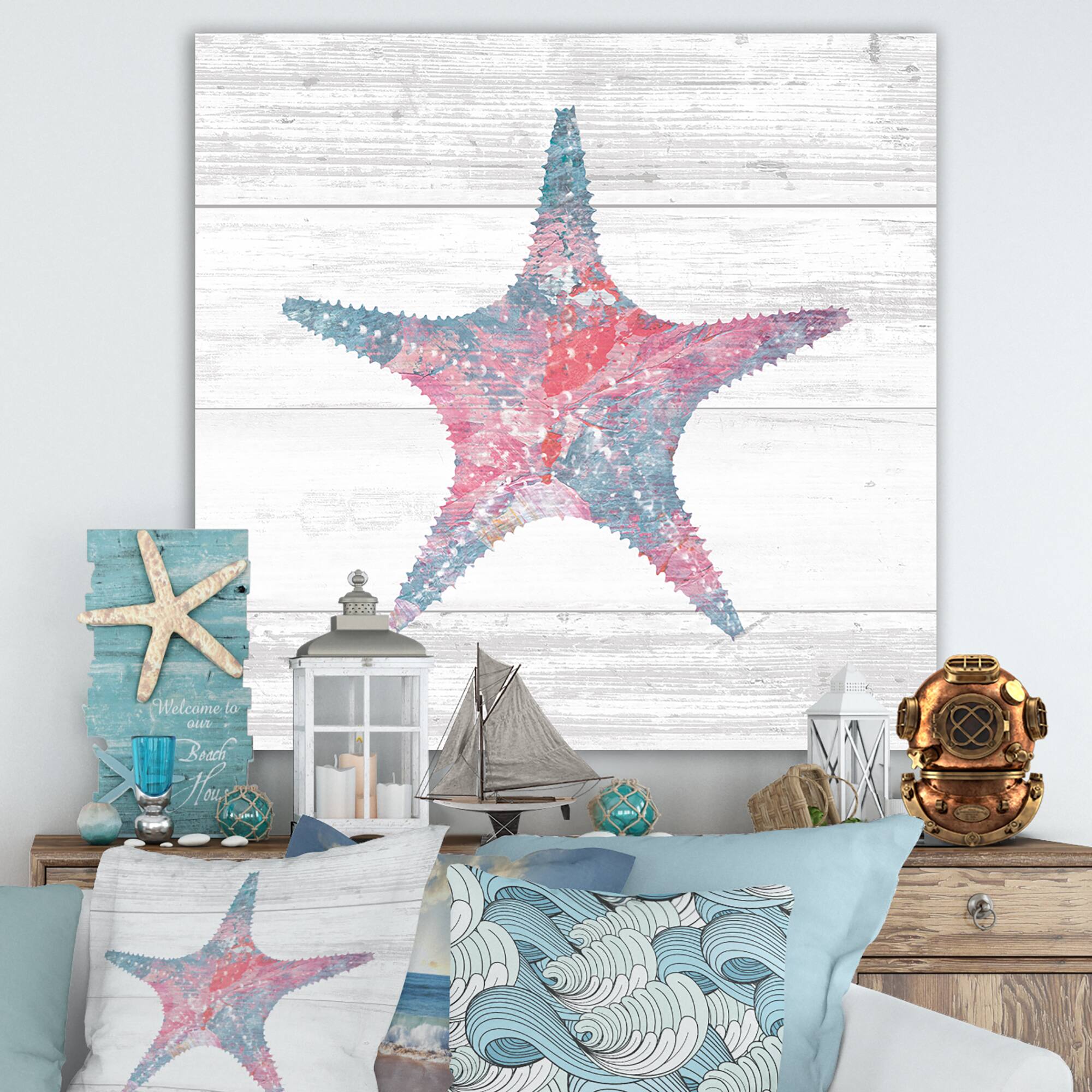 Designart - Pink Starfish Ocean Life