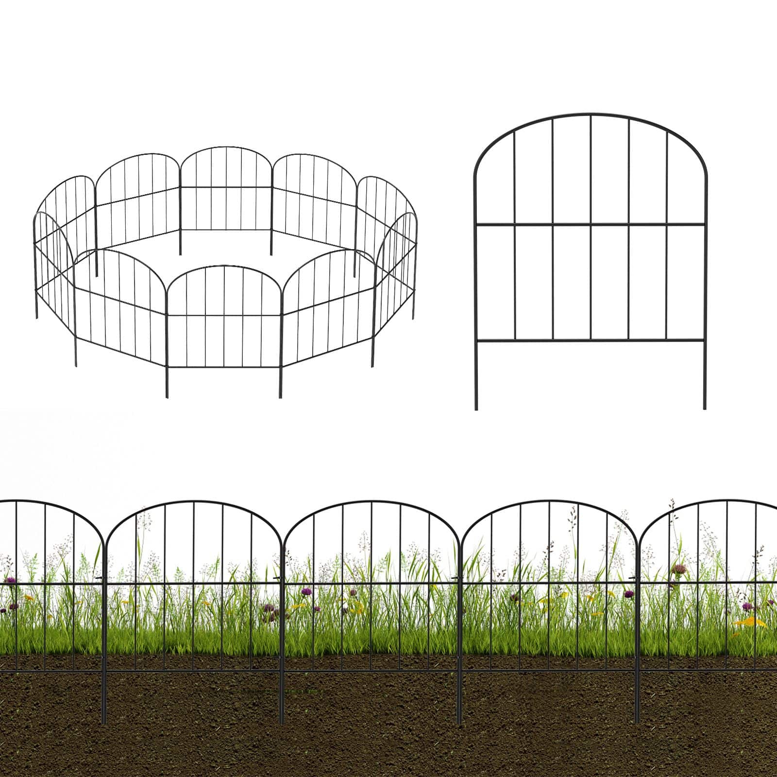 NEX 10.5ft. Black Decorative Arch Garden Fence
