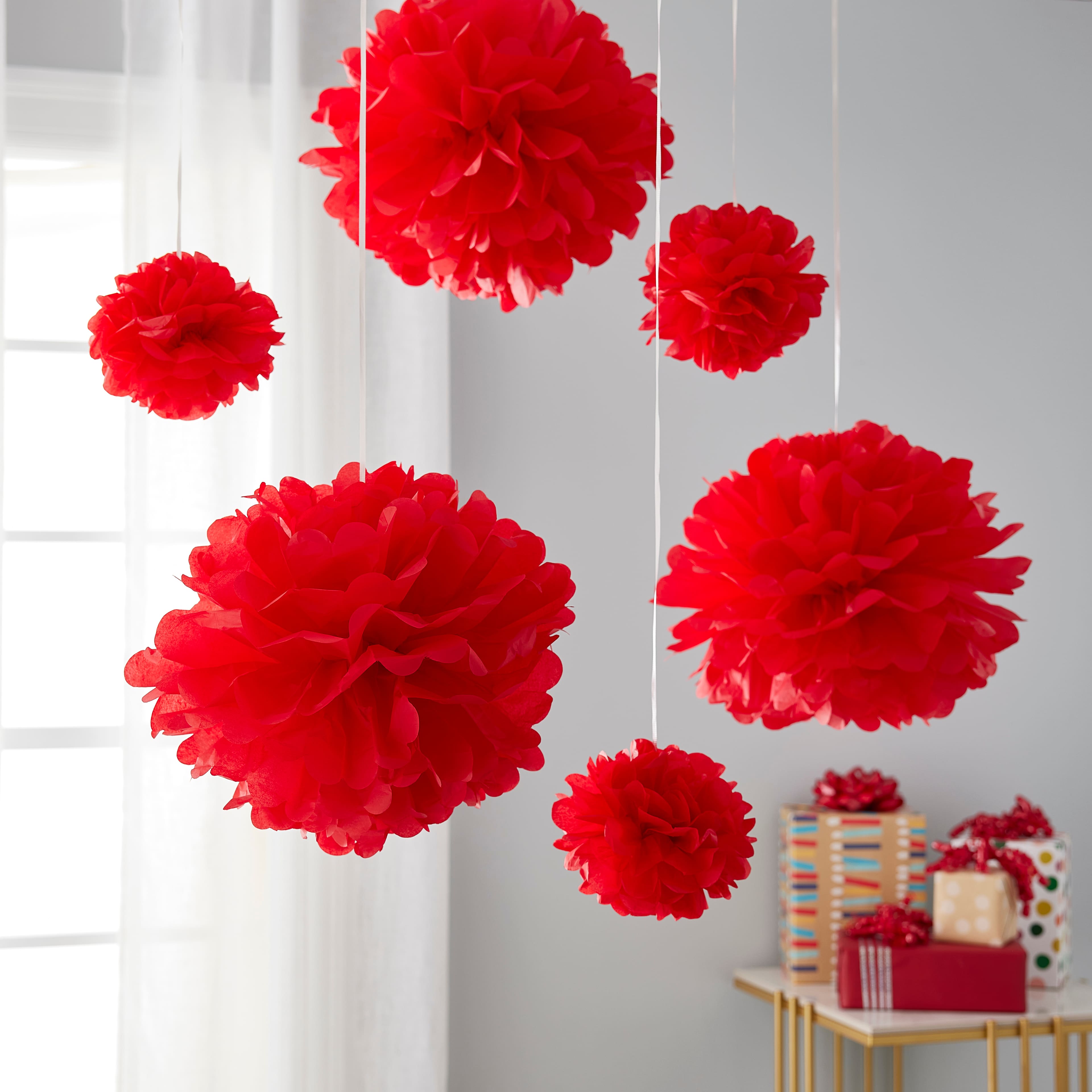 Red Paper Pom Poms By Celebrate It™