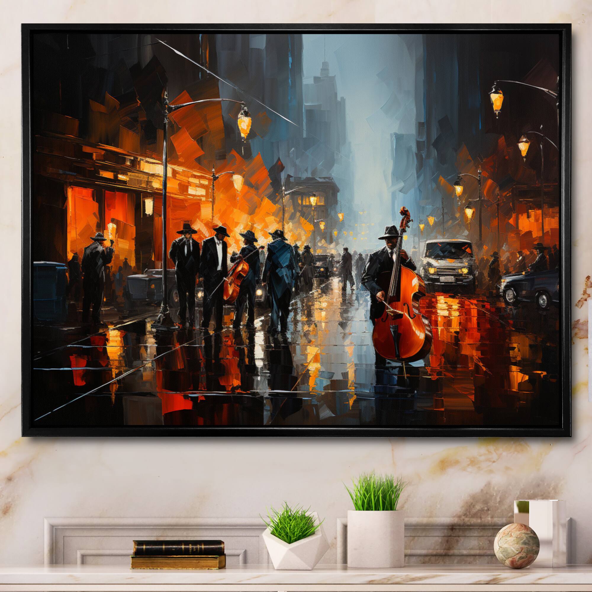Designart "African American Harlem City" African American Framed Wall Art Prints