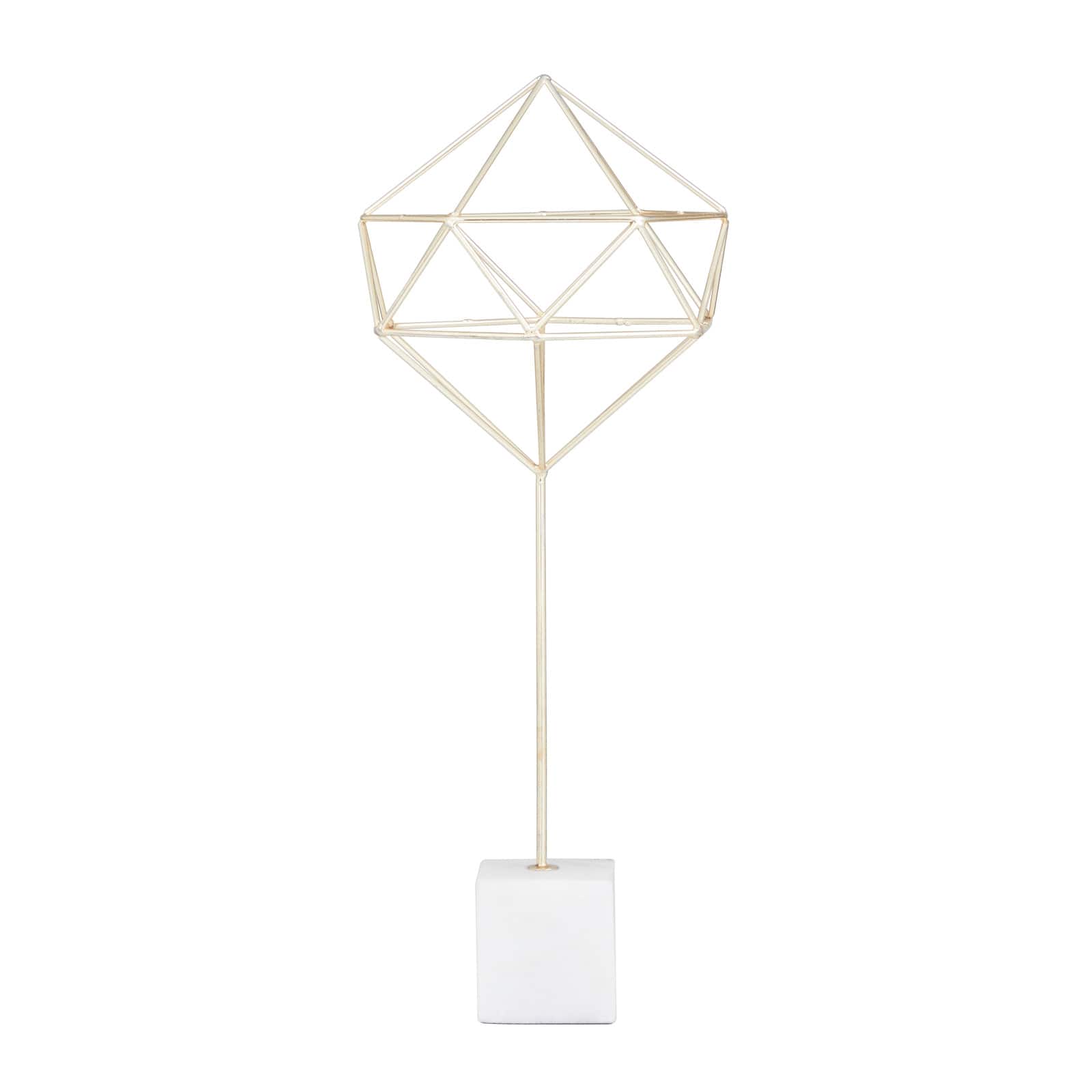 CosmoLiving by Cosmopolitan Gold Marble Contemporary Sculpture, 22" x 9" x 9"