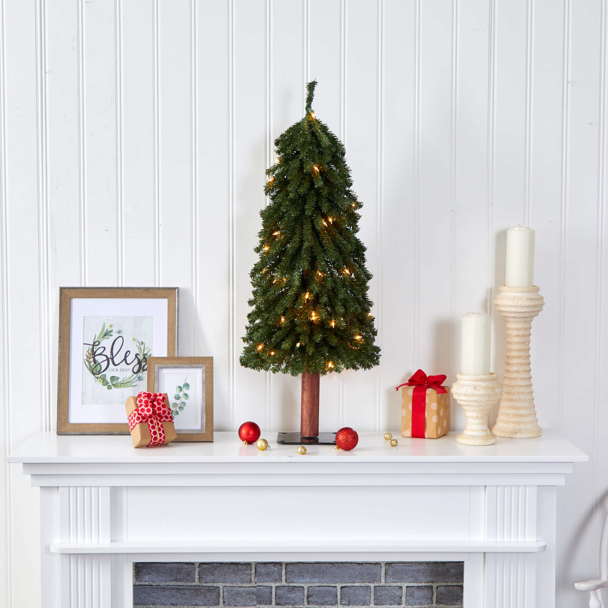 3ft. Pre-Lit Grand Alpine Artificial Christmas Tree, Clear LED Lights