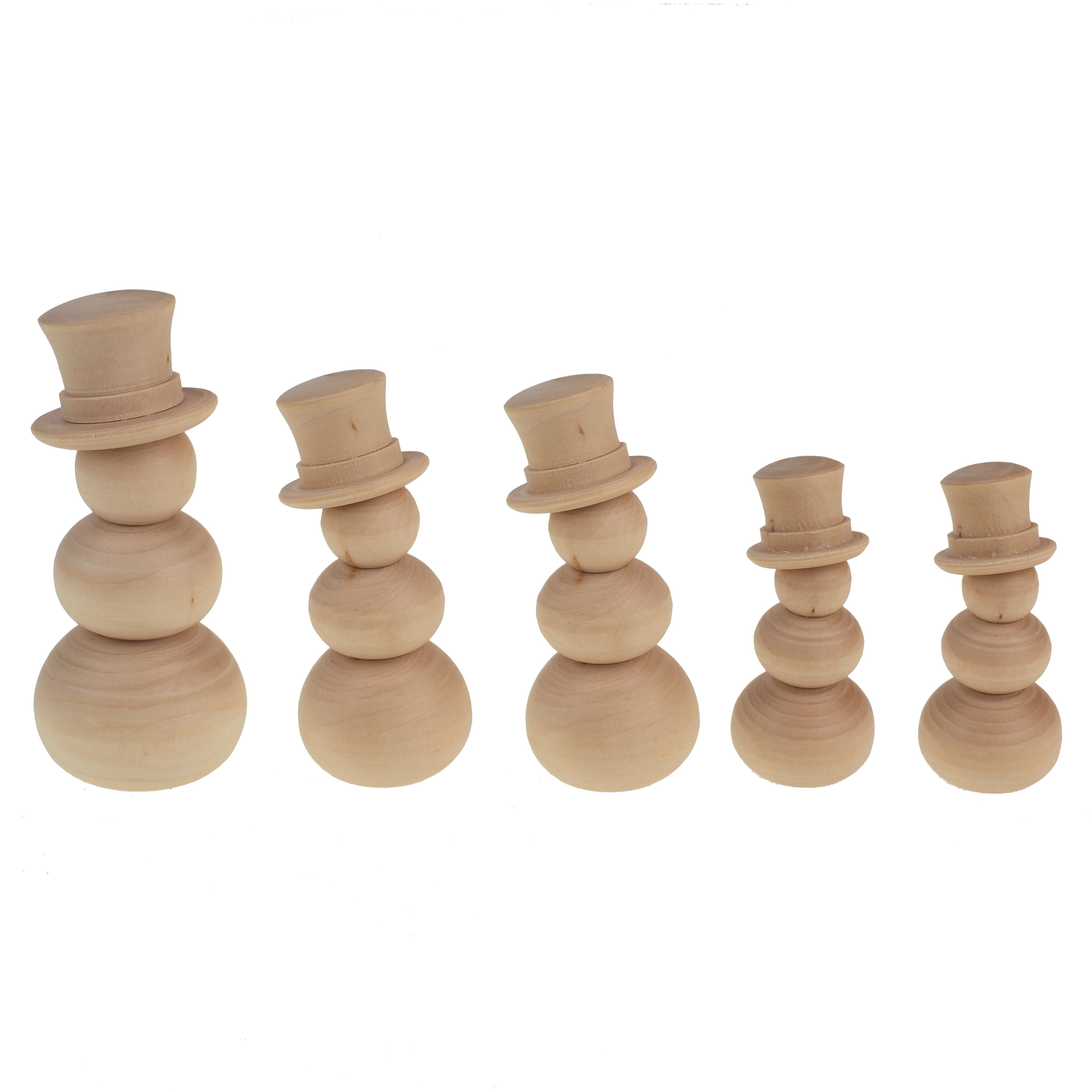 Mixed Turning DIY Wood Snowman Figures, 5ct. by Make Market®