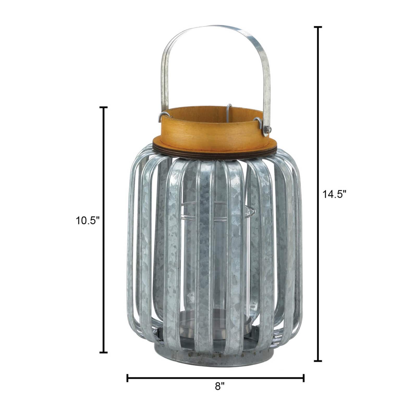 10.5" Large Galvanized Metal Lantern