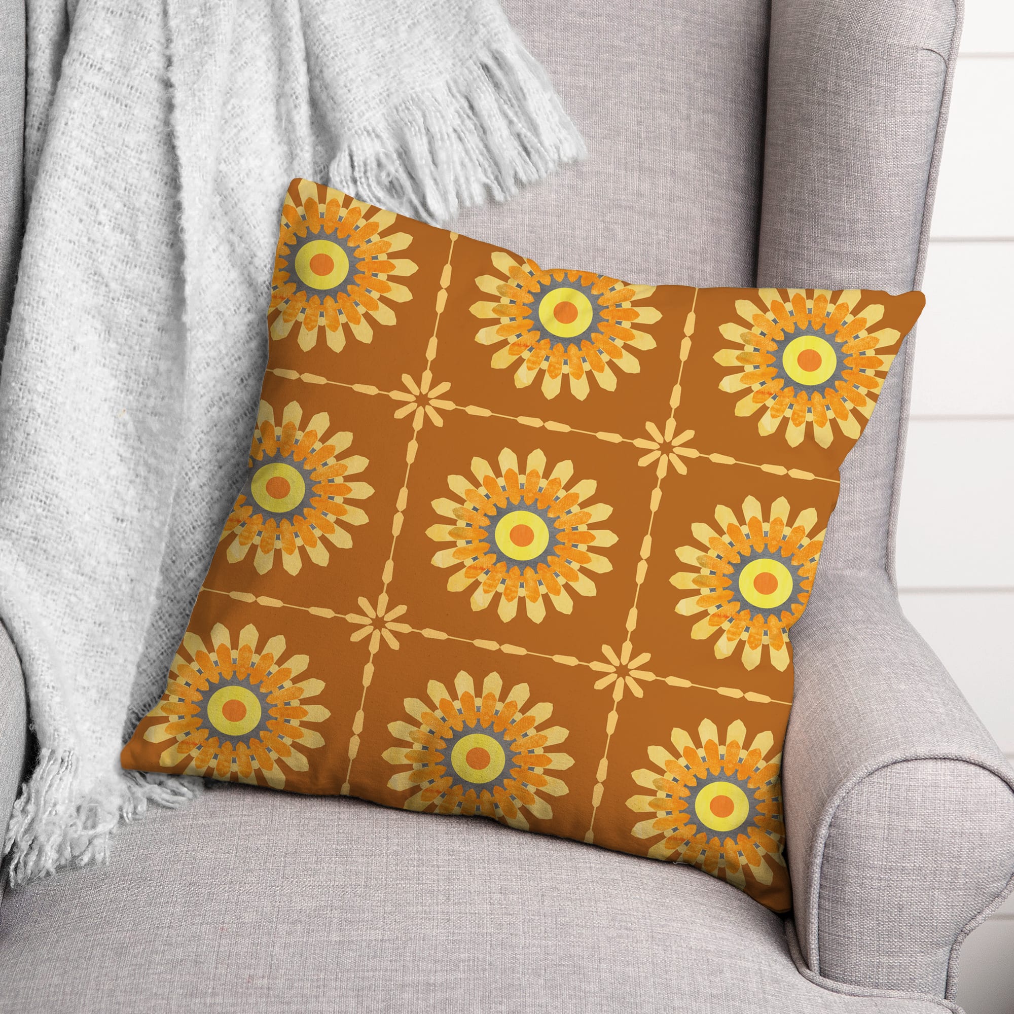 Flower Medallion Throw Pillow