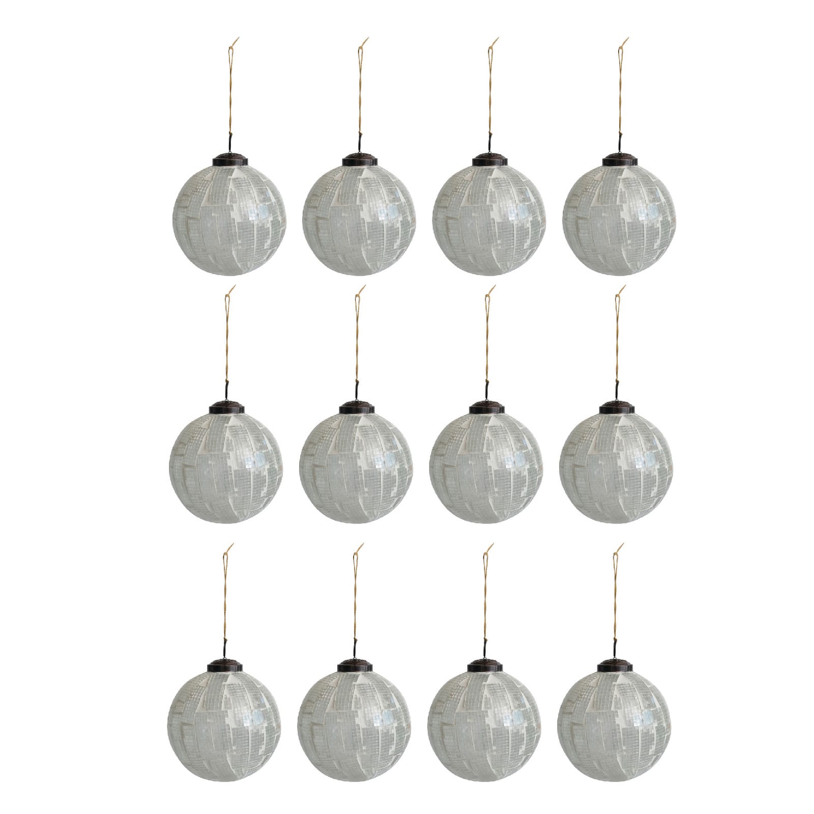 Hello Honey® 4" White Round Mosaic Glass Ball Ornaments, 12ct.