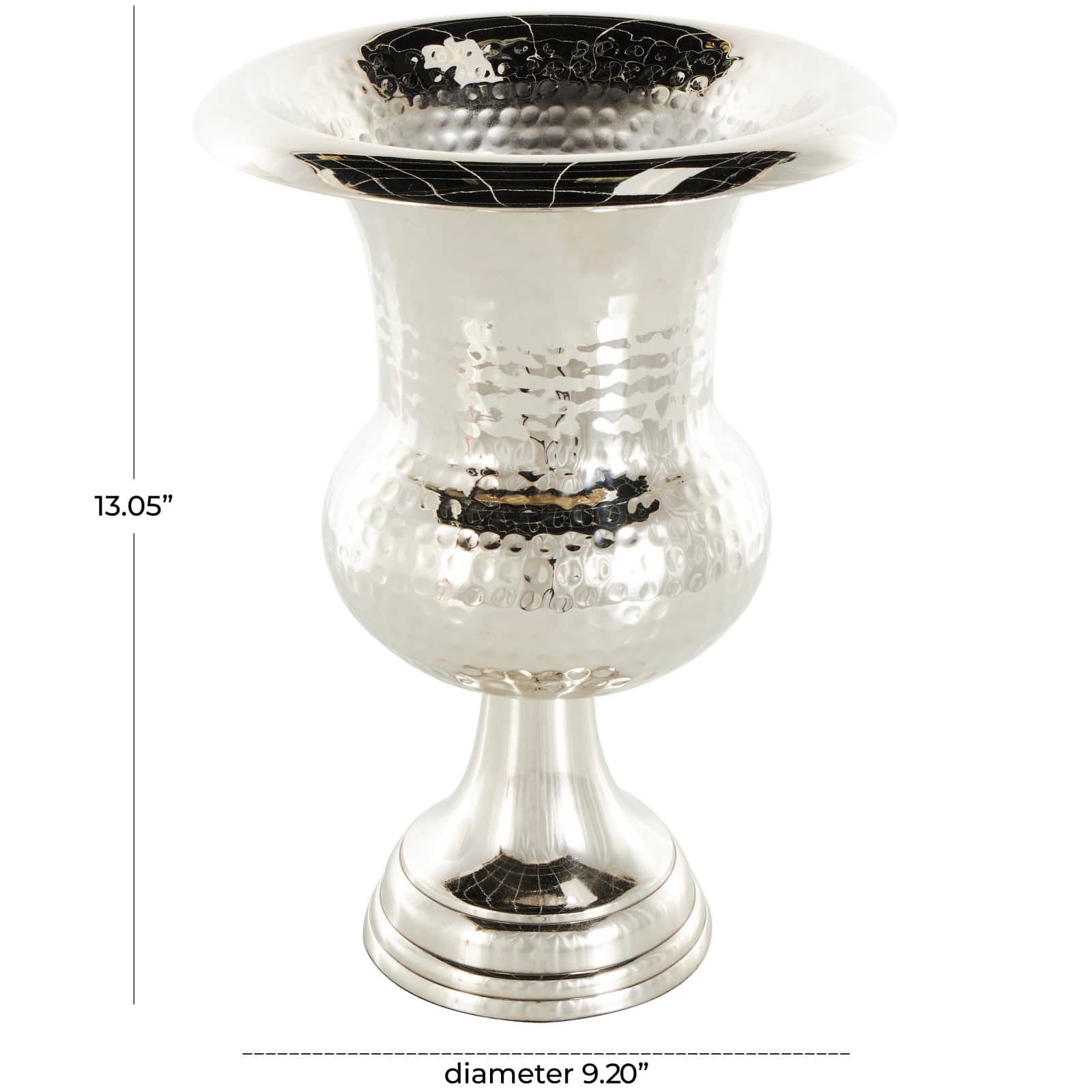 Silver Aluminum Goblet Inspired Hammered Vase