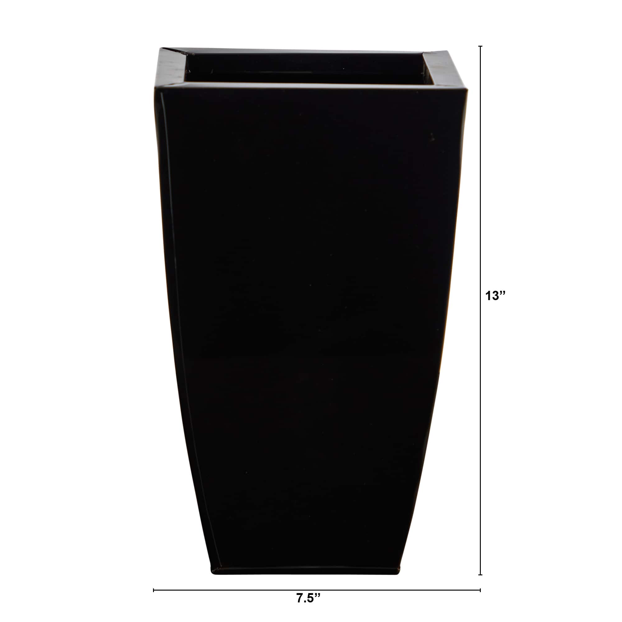 13" Black Tapered Square Metal Planter